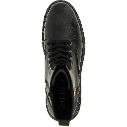 Black Cowhide Lace-Up Boots