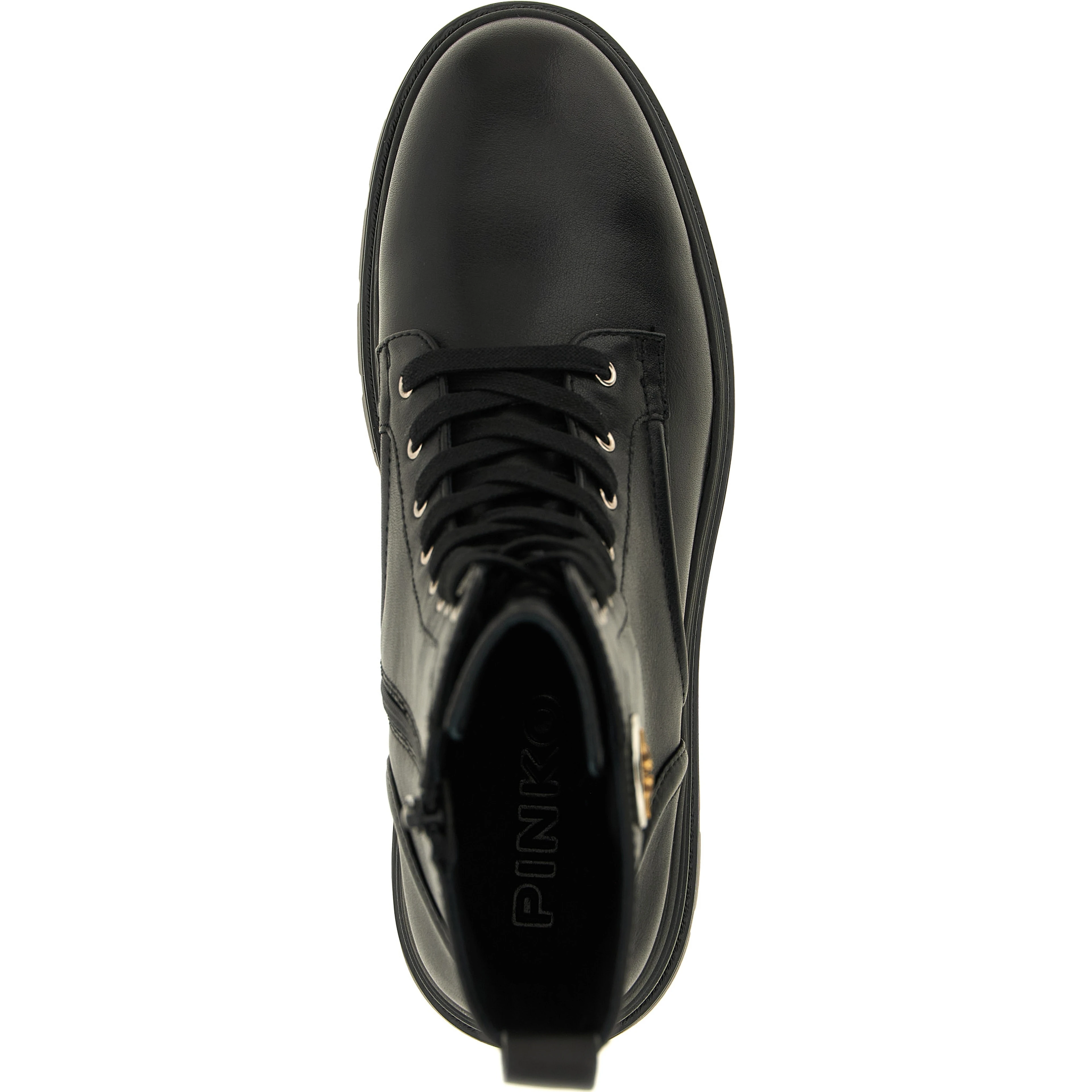 Black Cowhide Lace-Up Boots