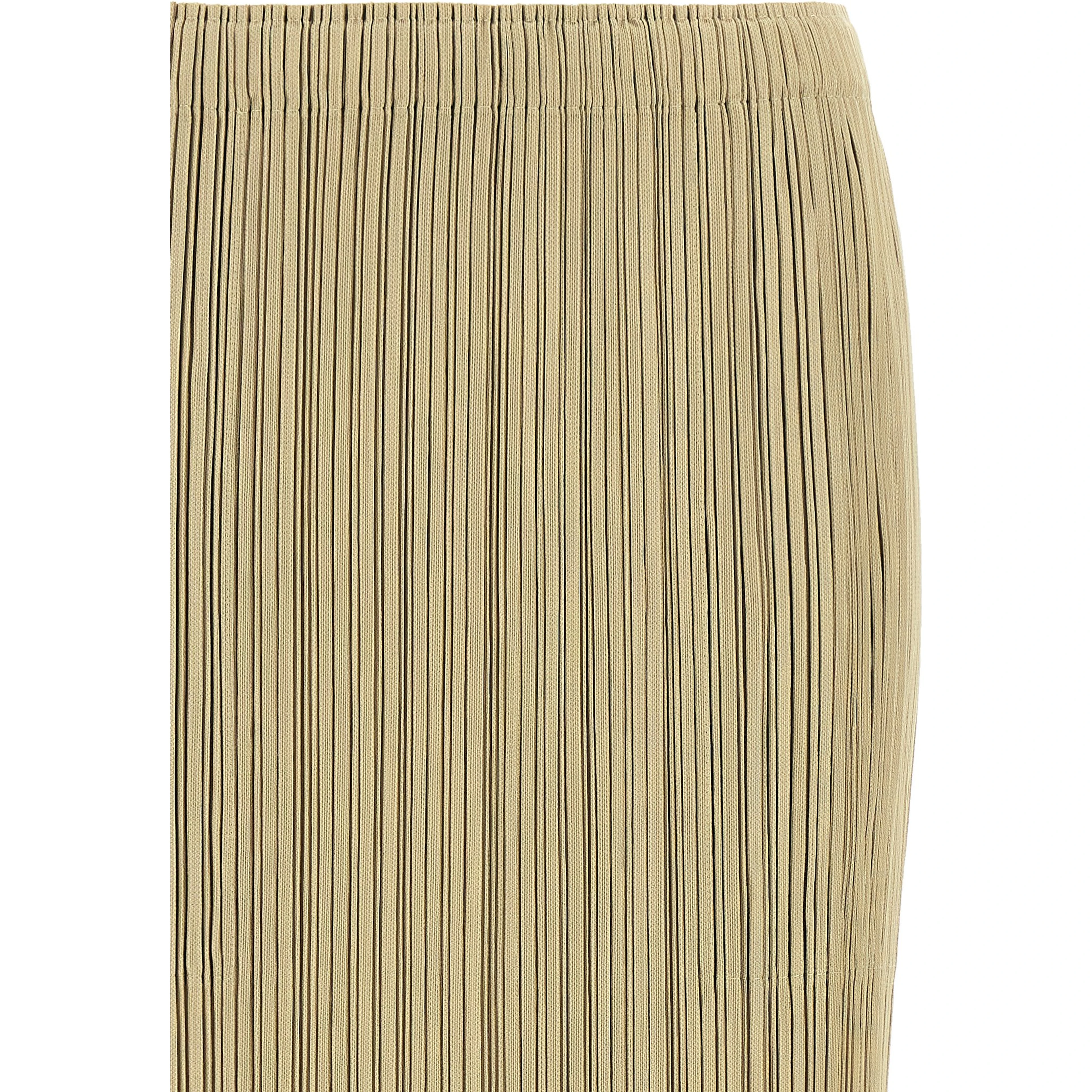 Beige Polyester Midi Skirt