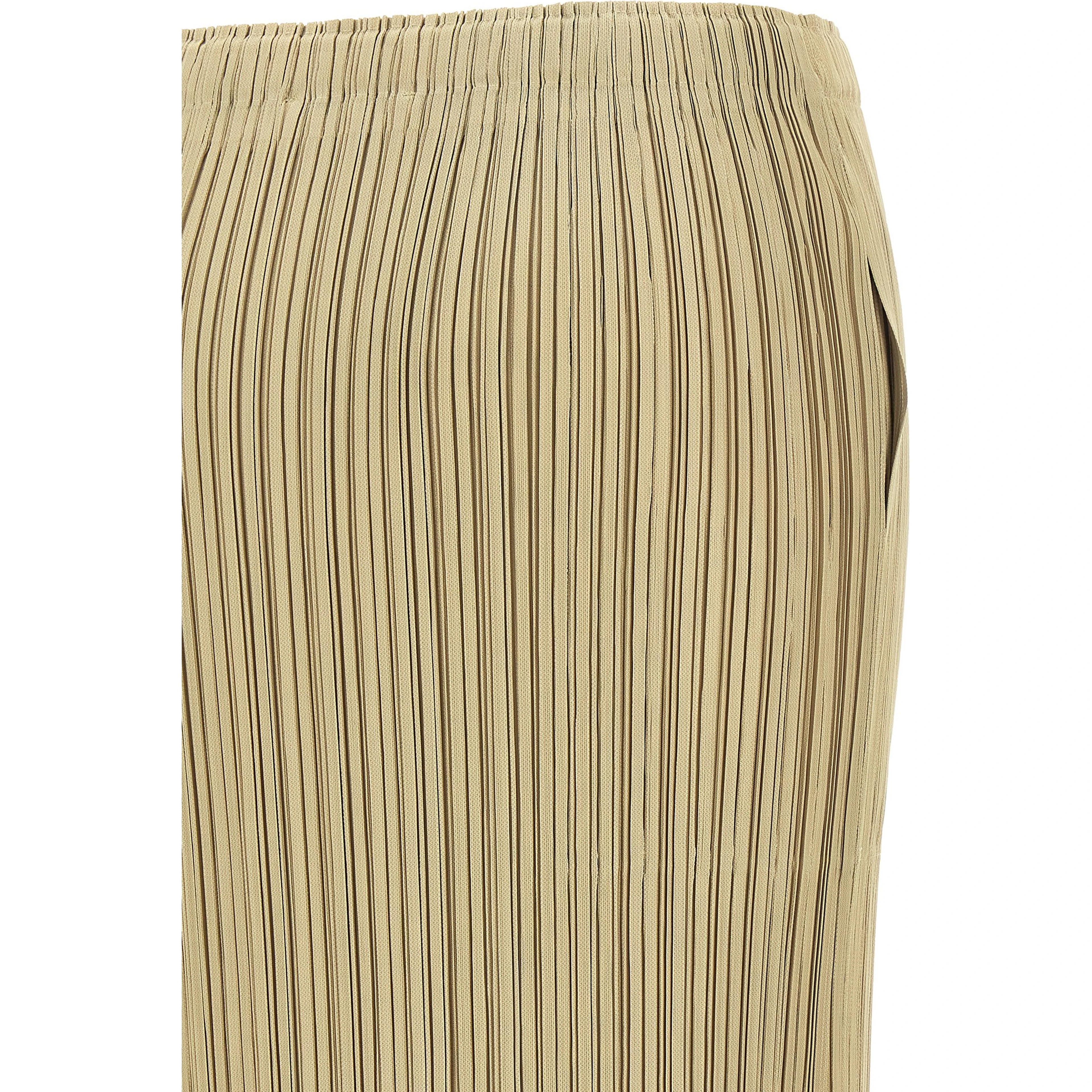 Beige Polyester Midi Skirt