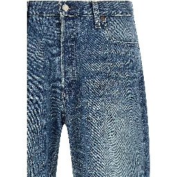 Blue Cotton Tapered Jeans