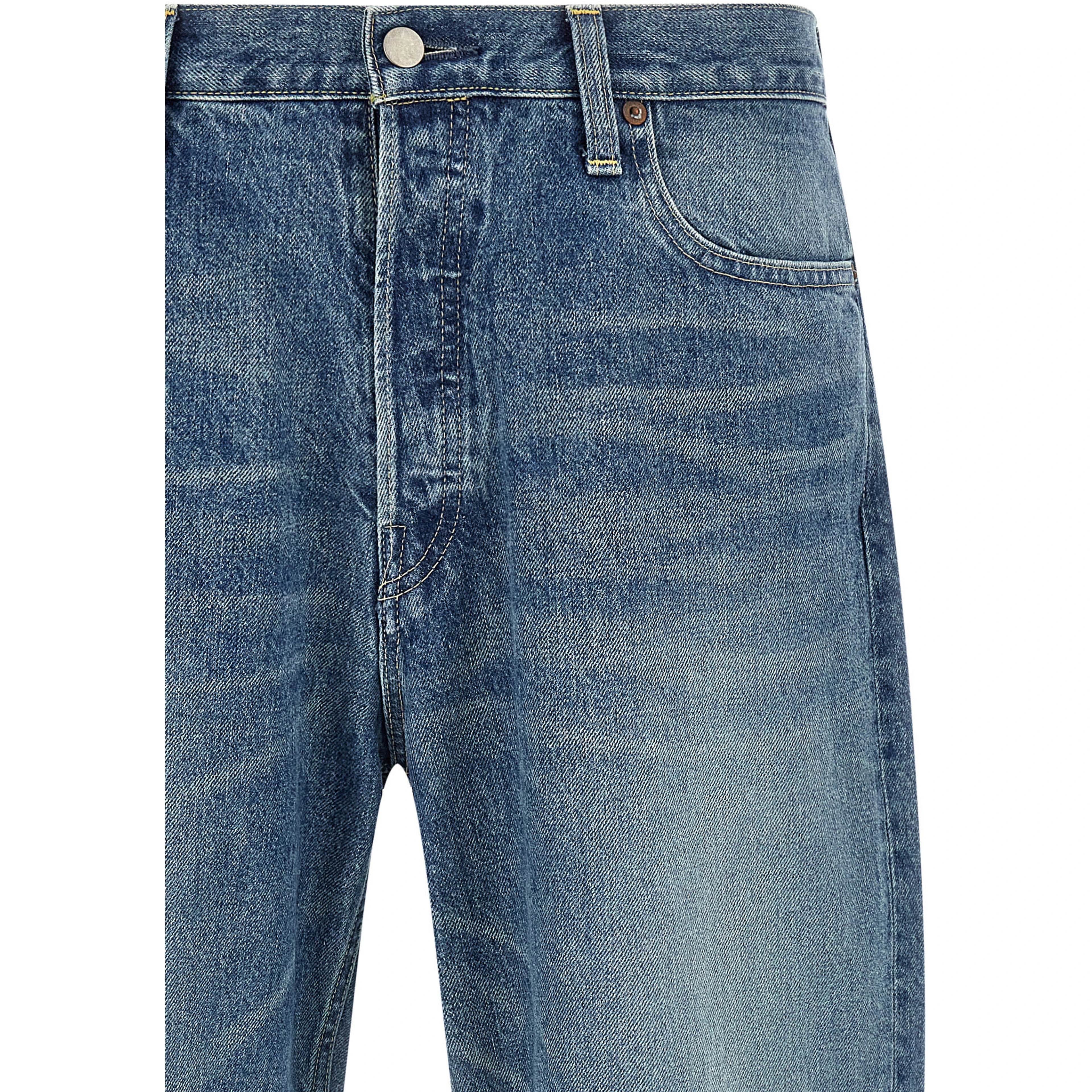 Blue Cotton Tapered Jeans