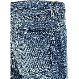 Blue Cotton Tapered Jeans