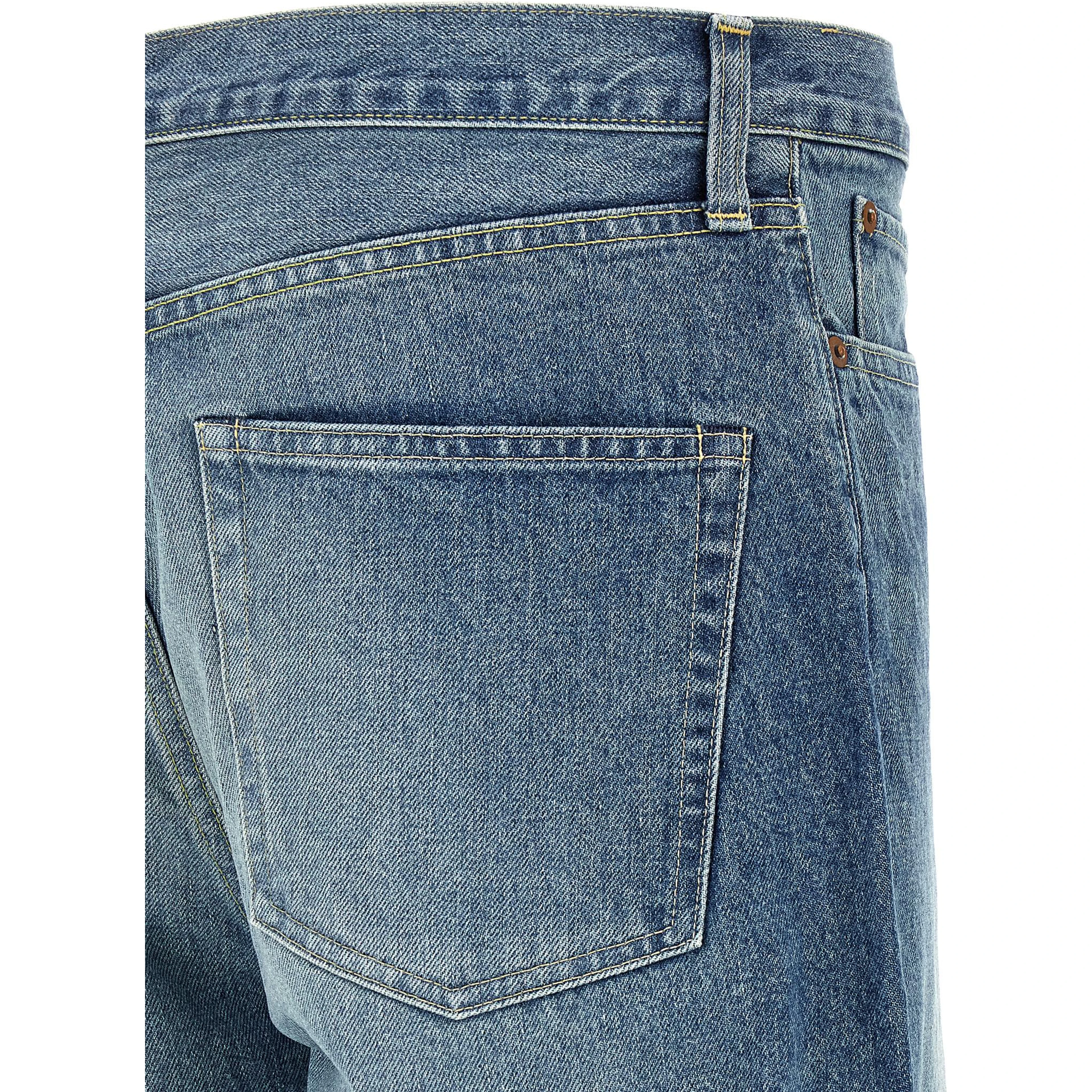Blue Cotton Tapered Jeans