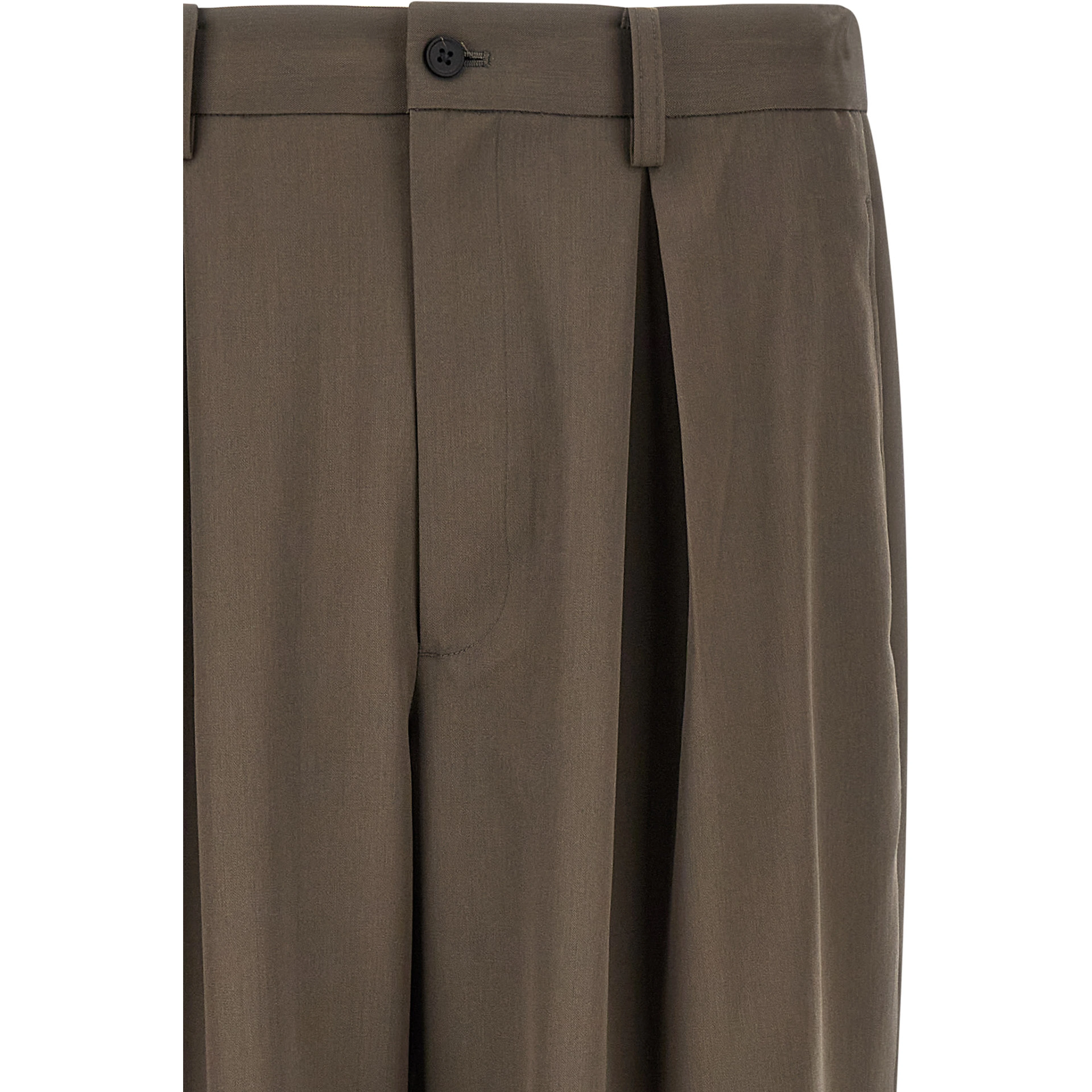 Brown Wool Casual Pants