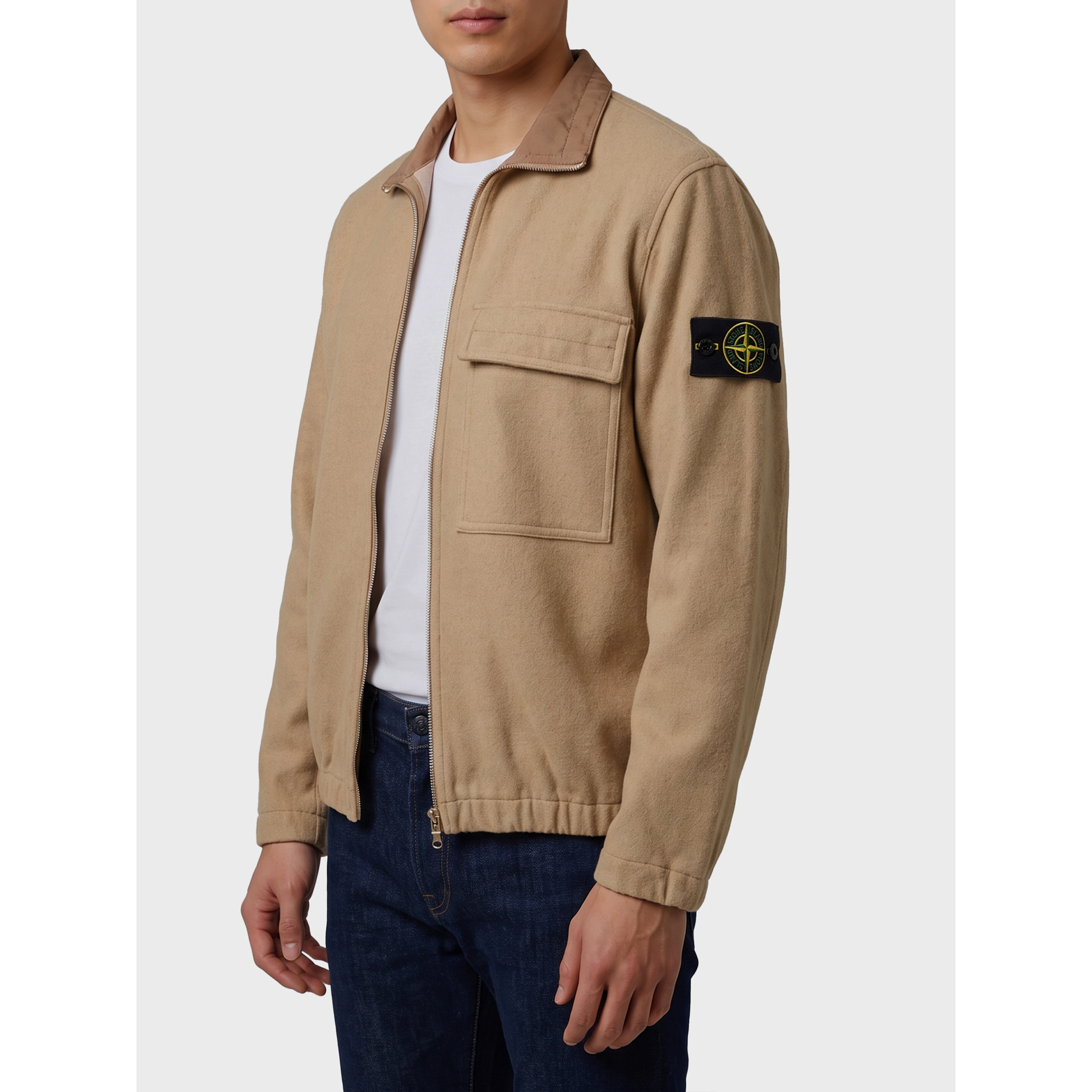 Virgin wool and nylon overshirt