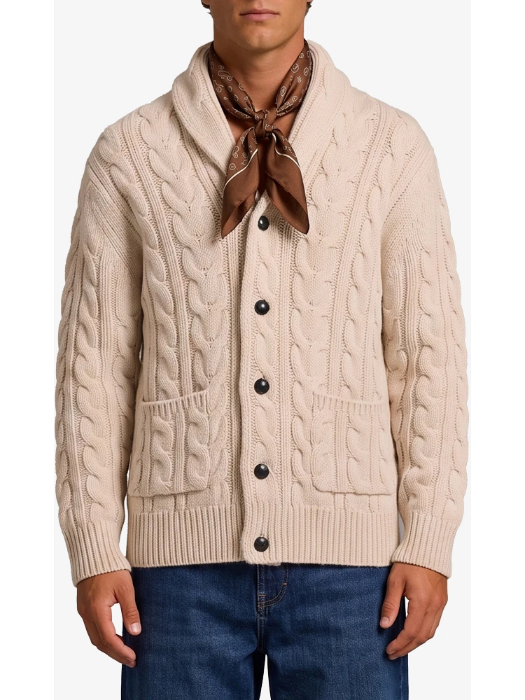Braided wool cardigan