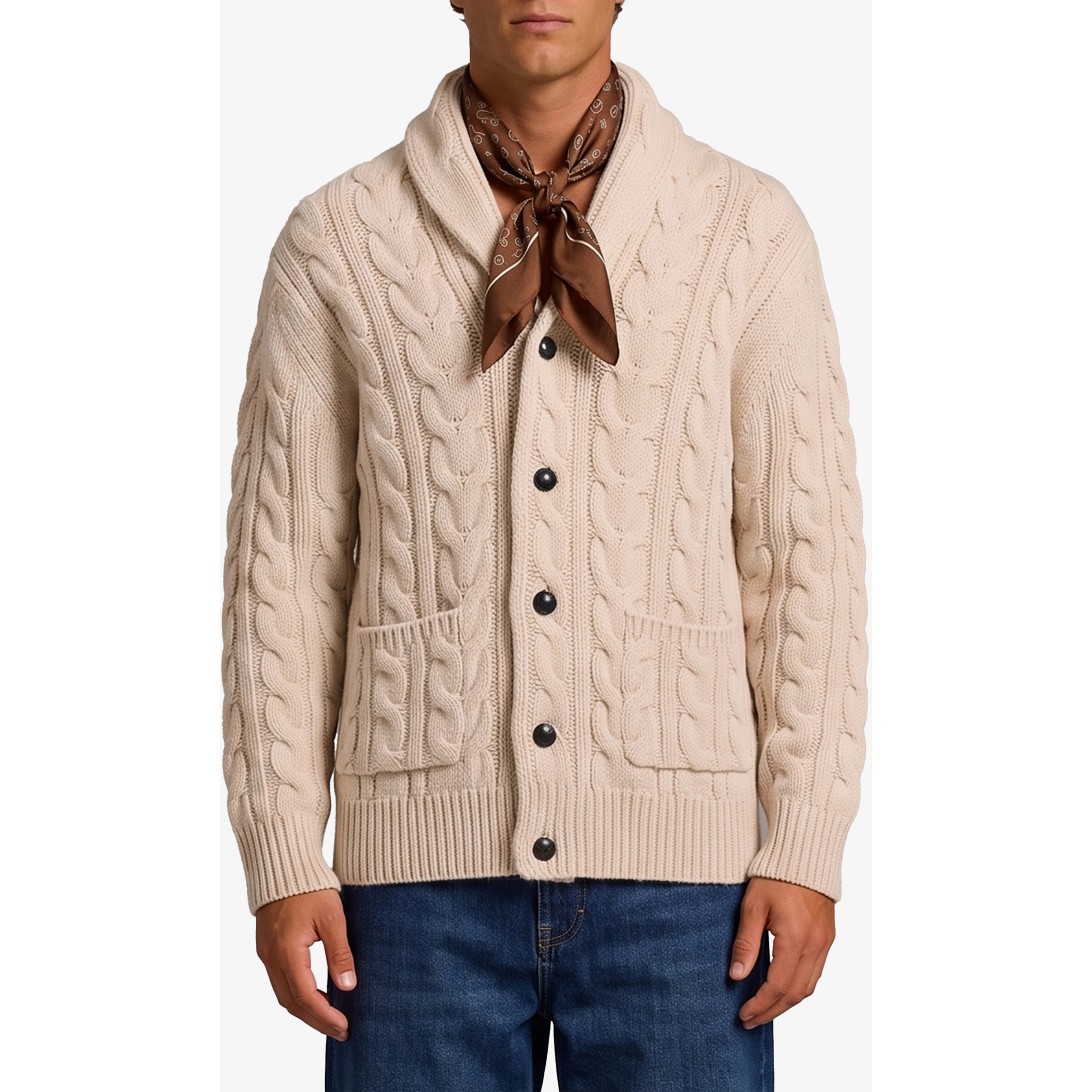 Braided wool cardigan