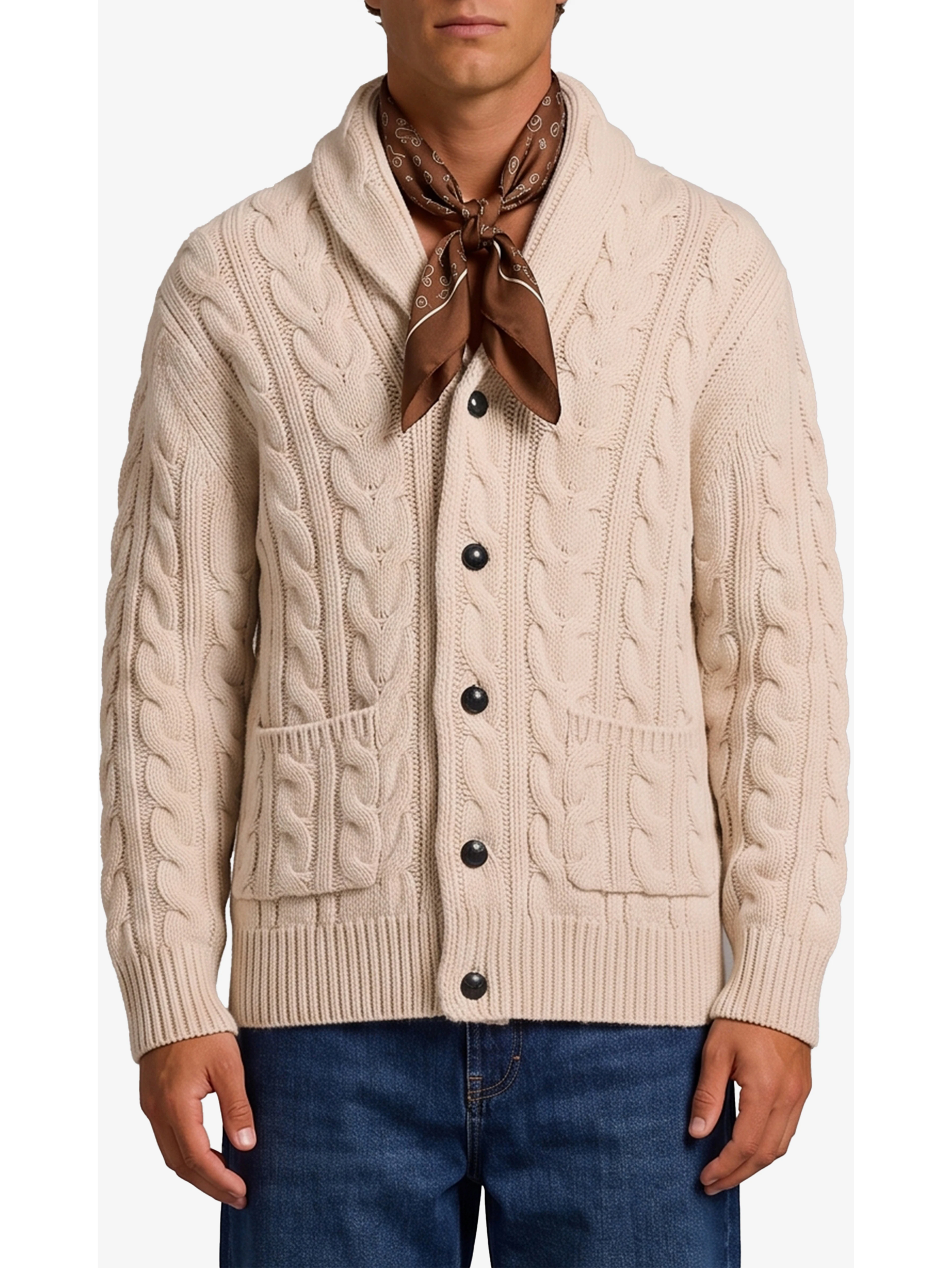 Braided wool cardigan