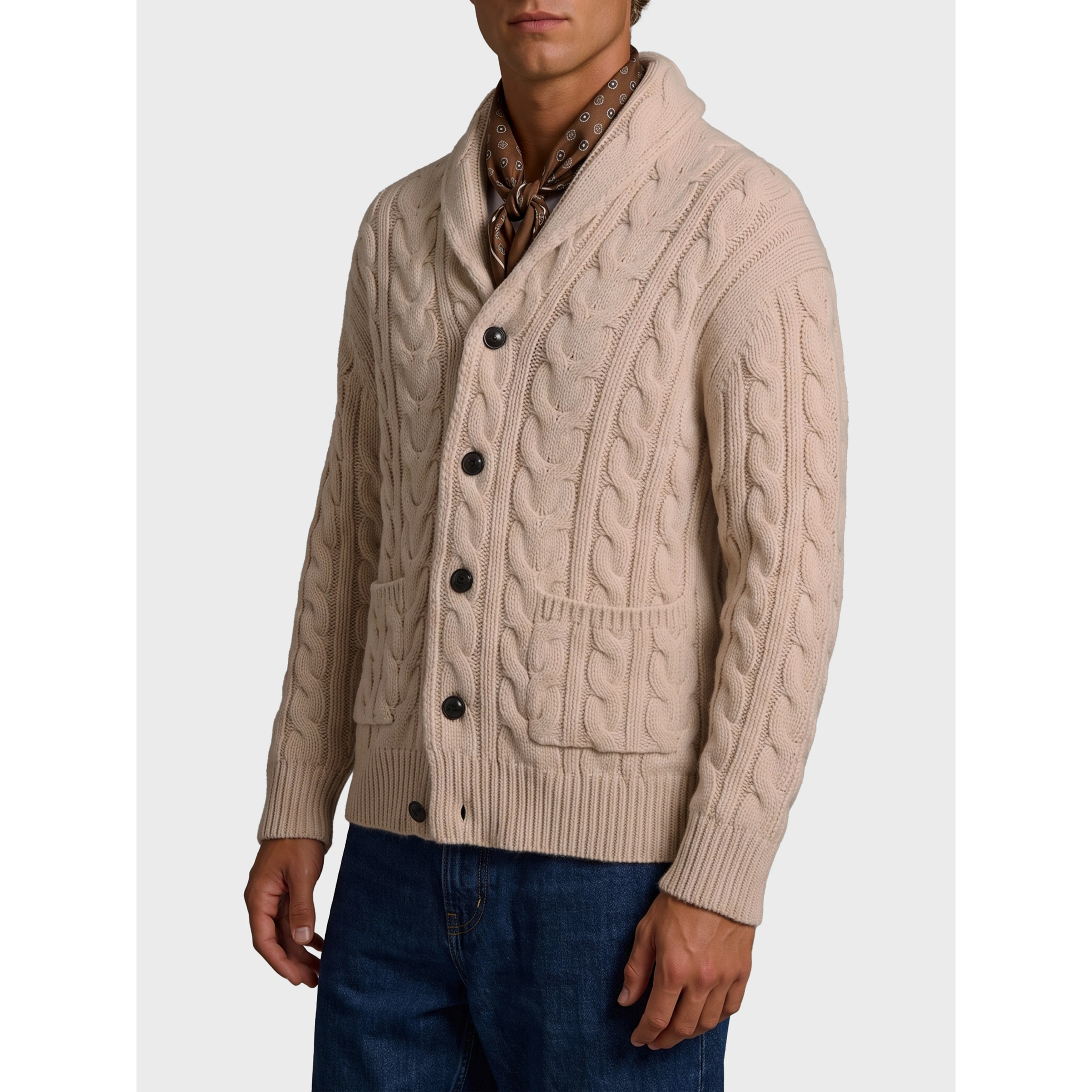 Braided wool cardigan