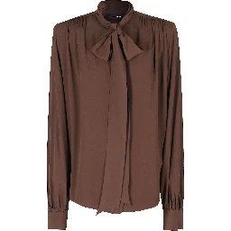 BLUSA COLLO CON FIOCCO  MISTO SETA