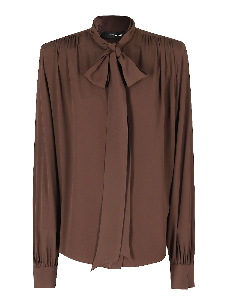 BLUSA COLLO CON FIOCCO  MISTO SETA