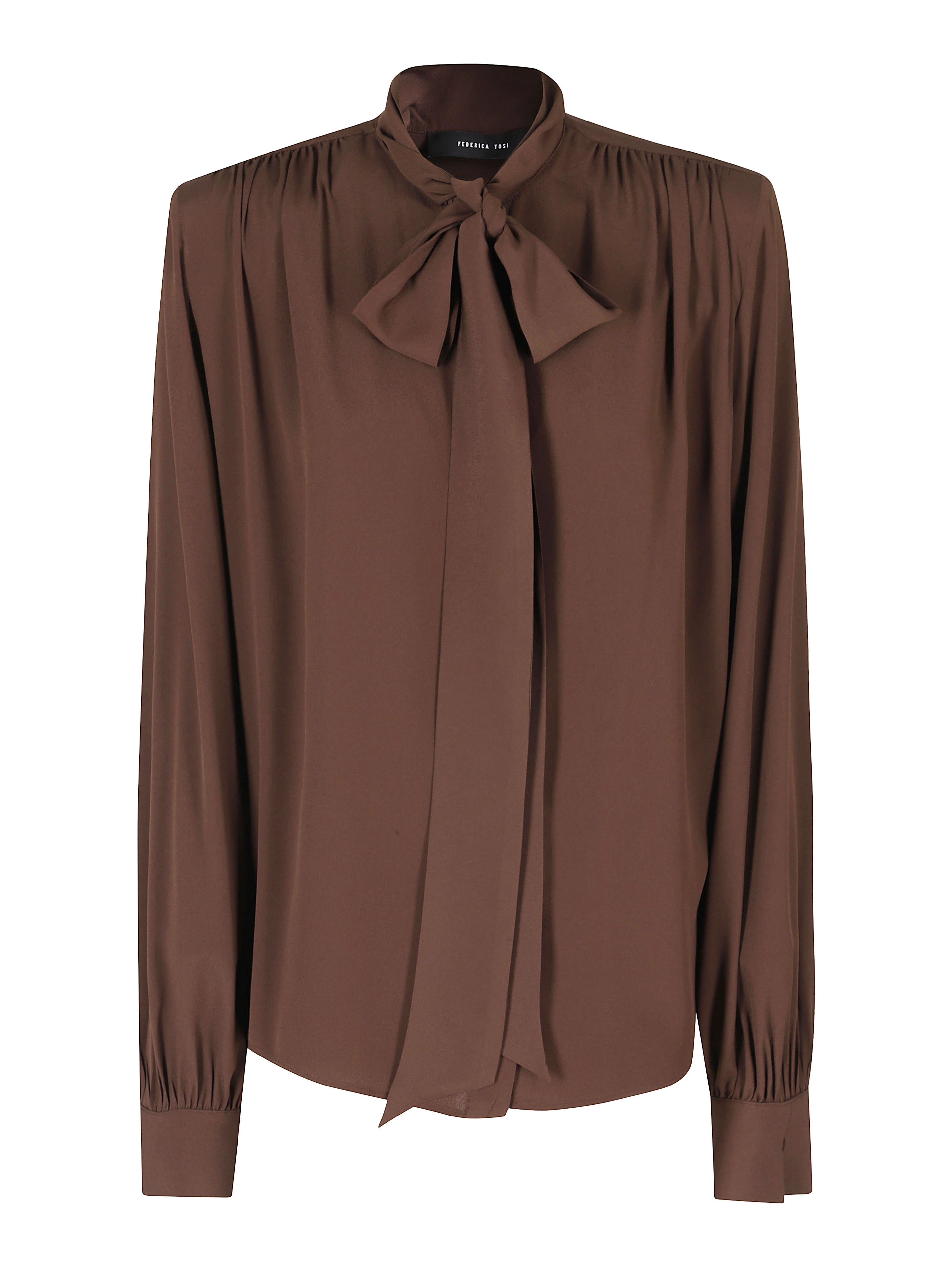 BLUSA COLLO CON FIOCCO  MISTO SETA