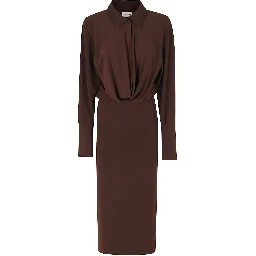 LILIA MIDI DRESS DEEP V COLLAR MIDI DRESS