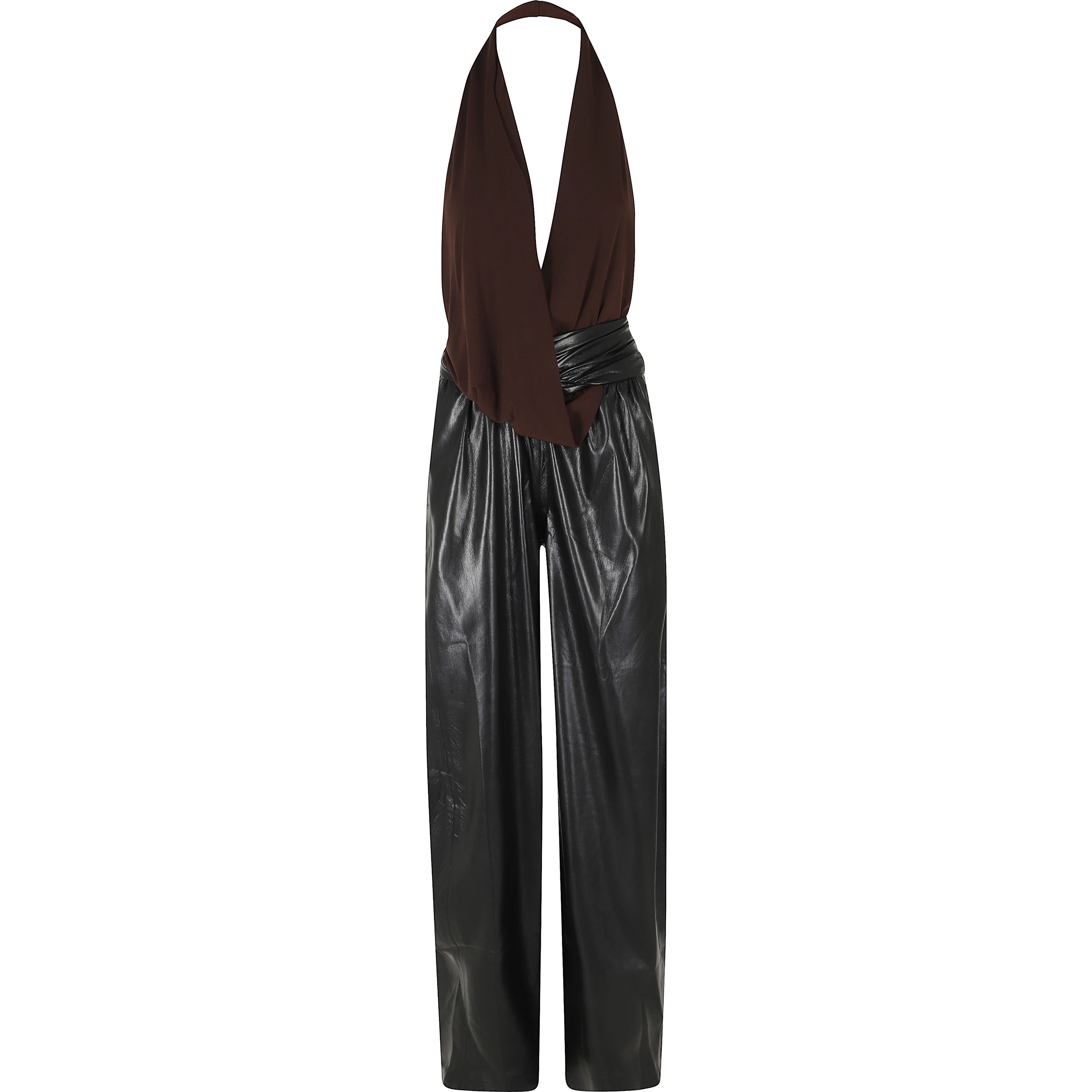 ASTRAL VEGAN LEATHER DETAILED JUMPSUIT