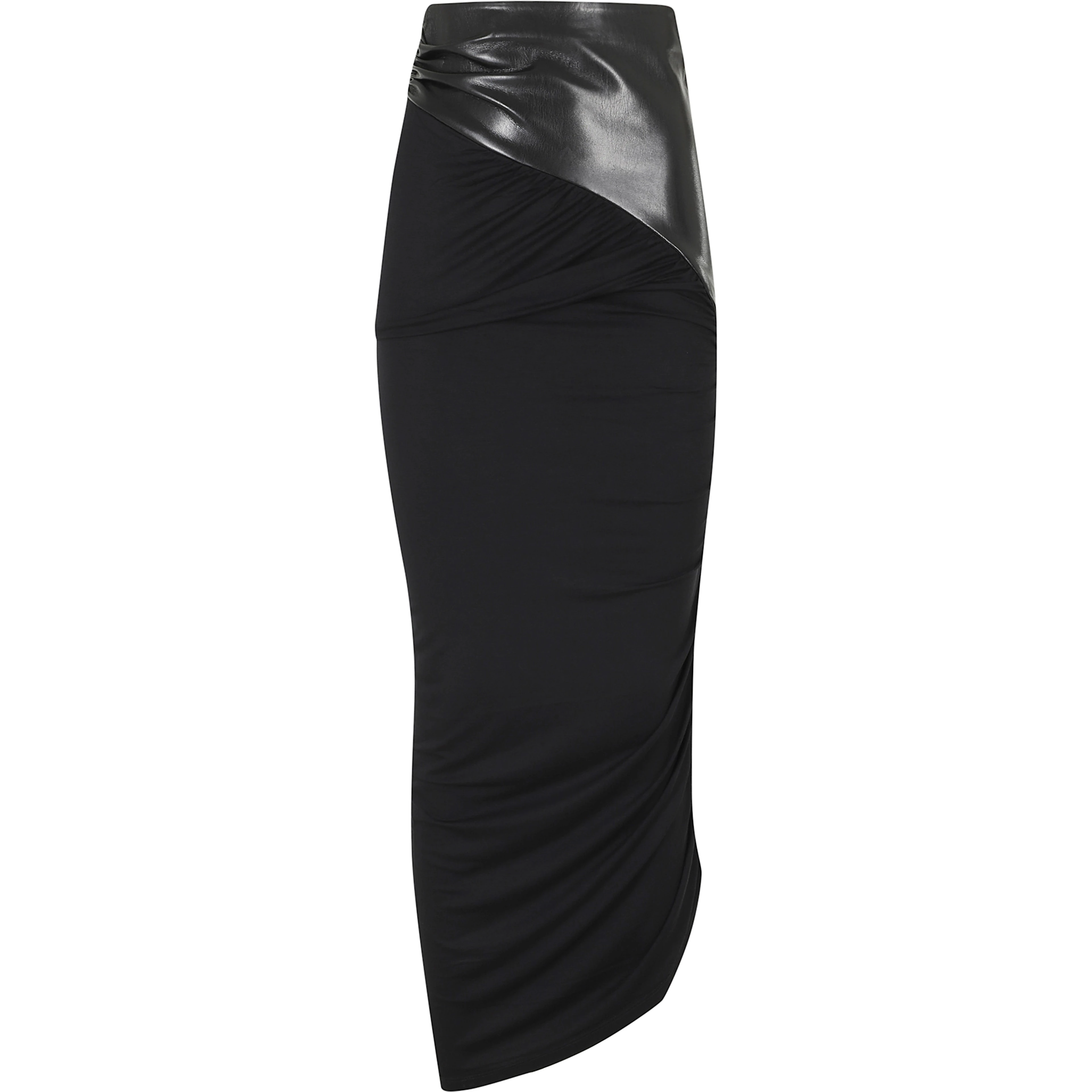 URSULA SKIRT VEGAN LEATHER DETAILED DRAPED MIDI
