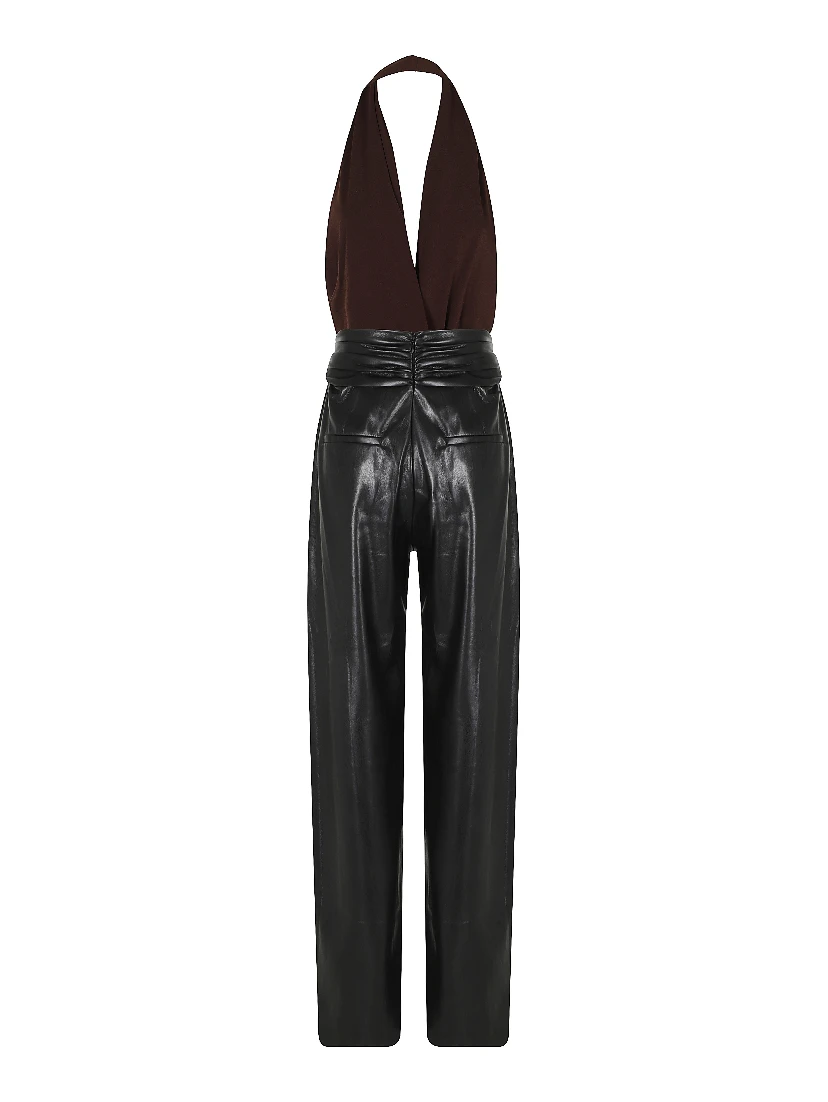 ASTRAL VEGAN LEATHER DETAILED JUMPSUIT
