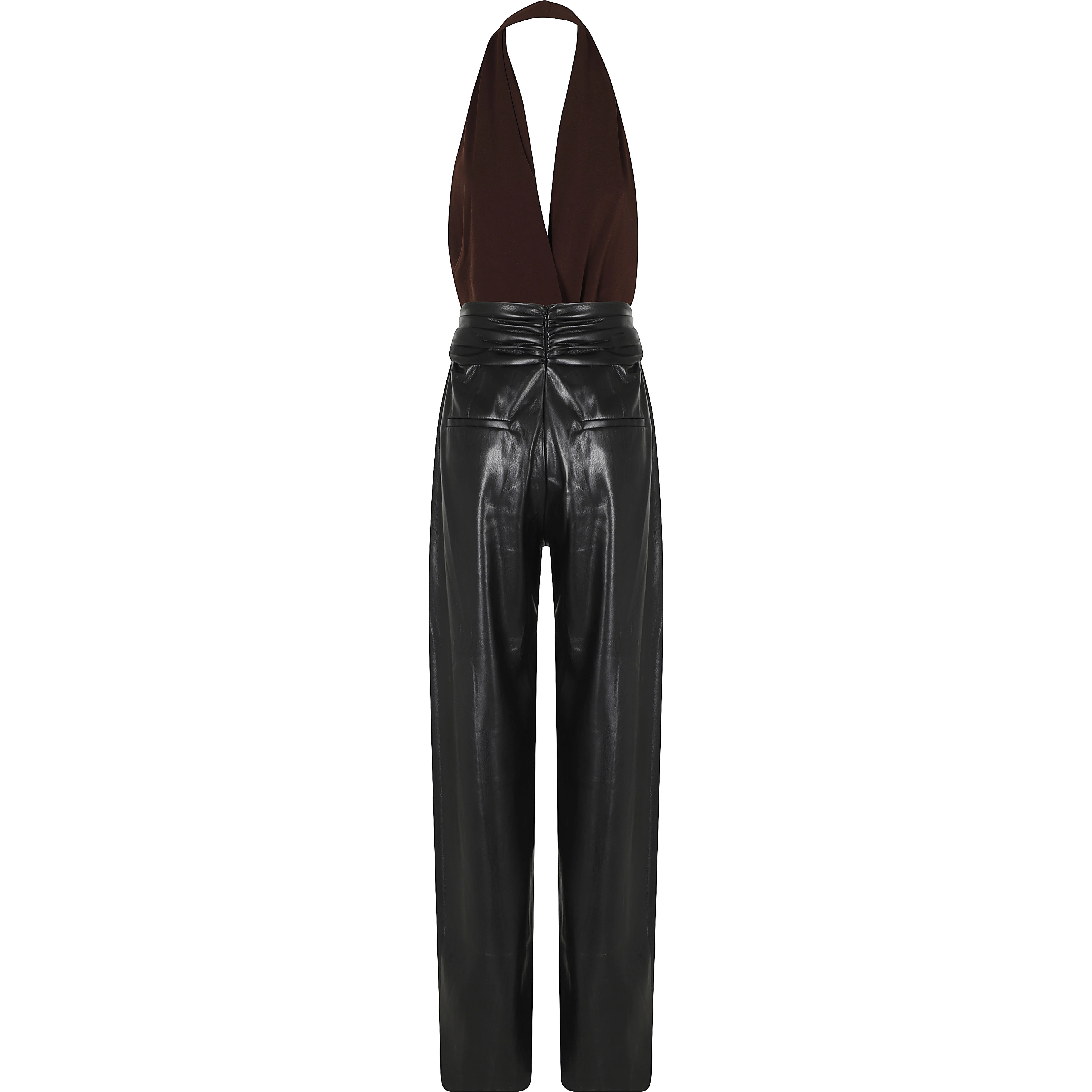 ASTRAL VEGAN LEATHER DETAILED JUMPSUIT