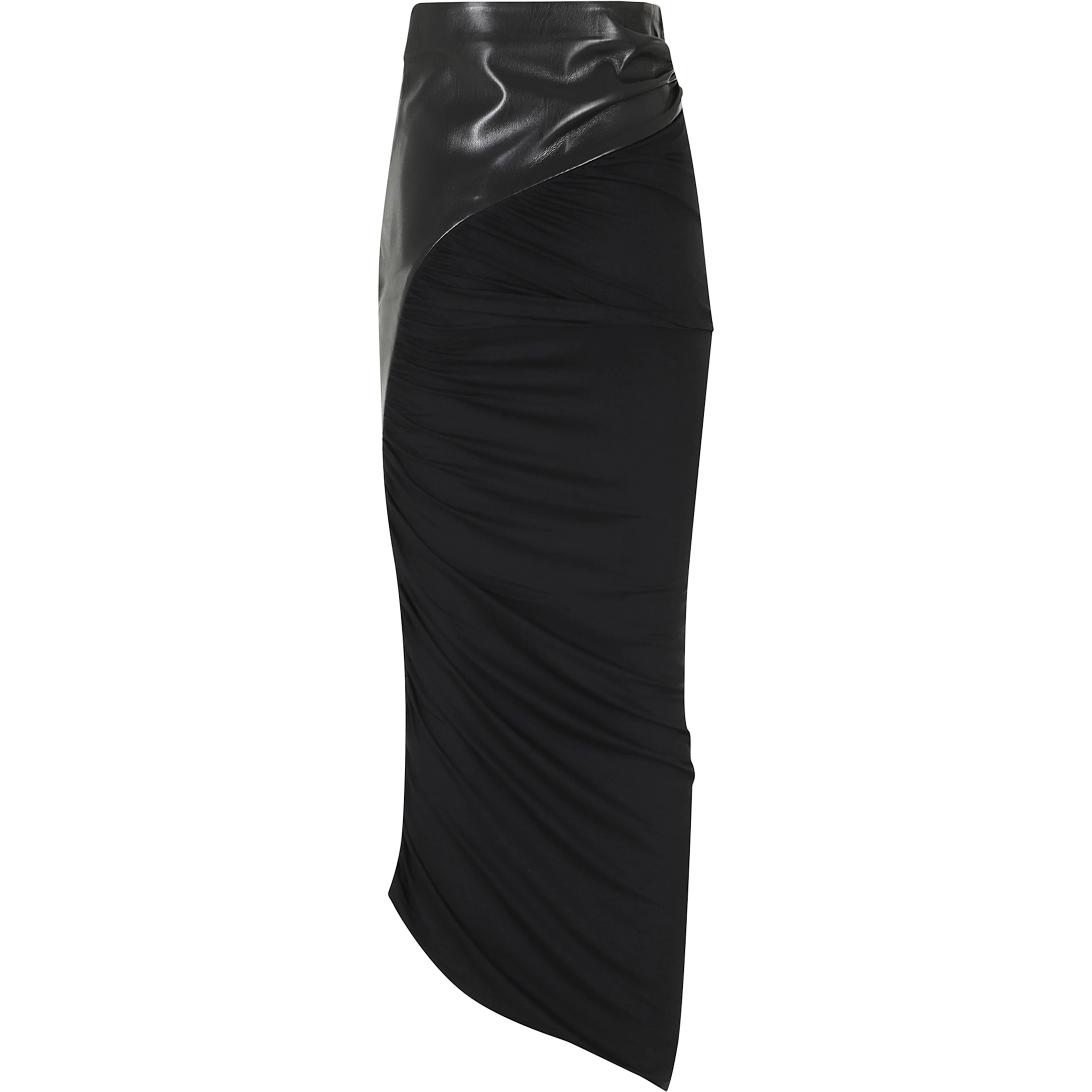 URSULA SKIRT VEGAN LEATHER DETAILED DRAPED MIDI