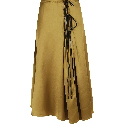 FLUID SATIN TIE STRING MIDI SKIRT