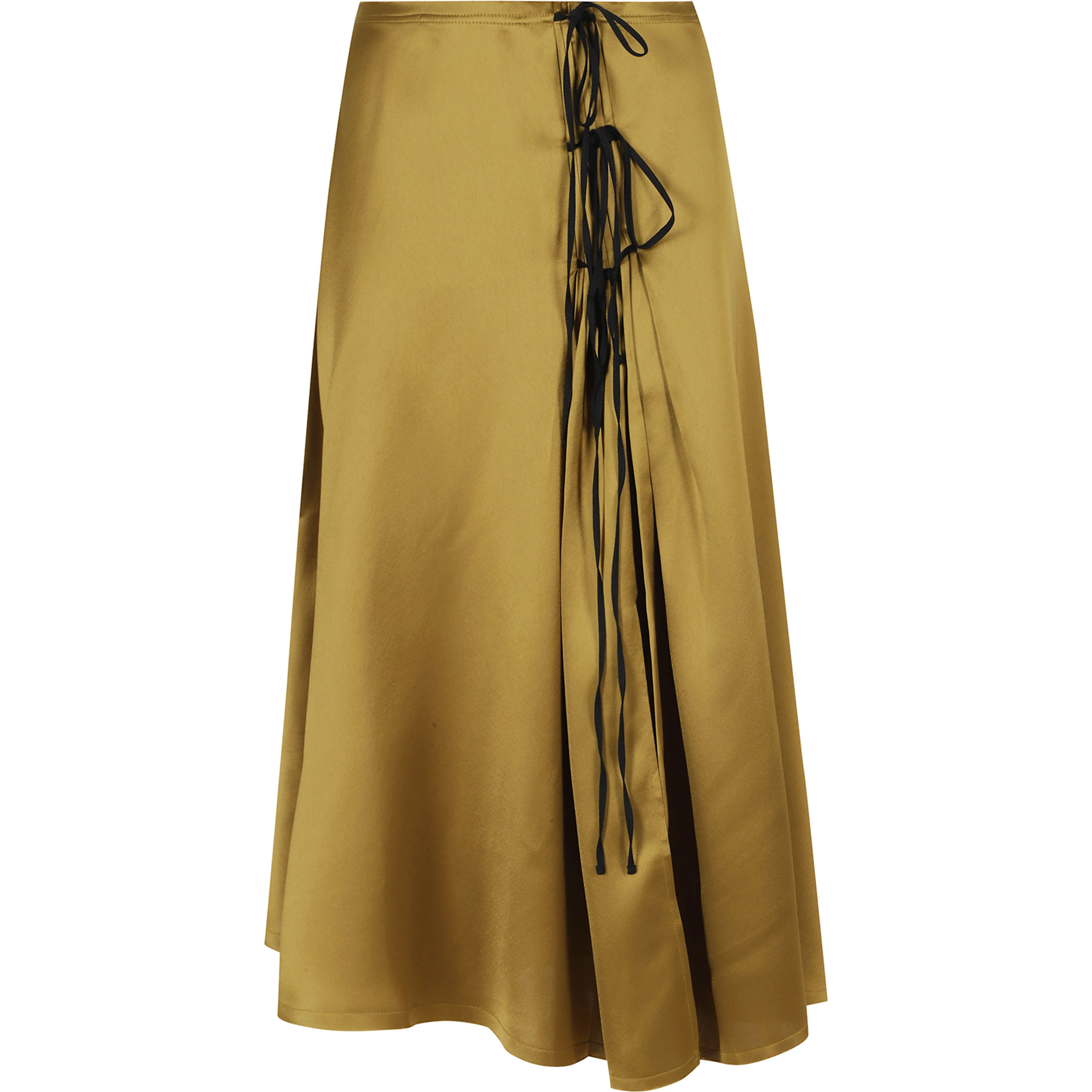 FLUID SATIN TIE STRING MIDI SKIRT