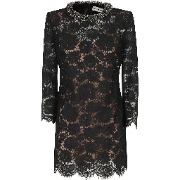 BLACK LACE LONG SLEEVE MINI DRESS