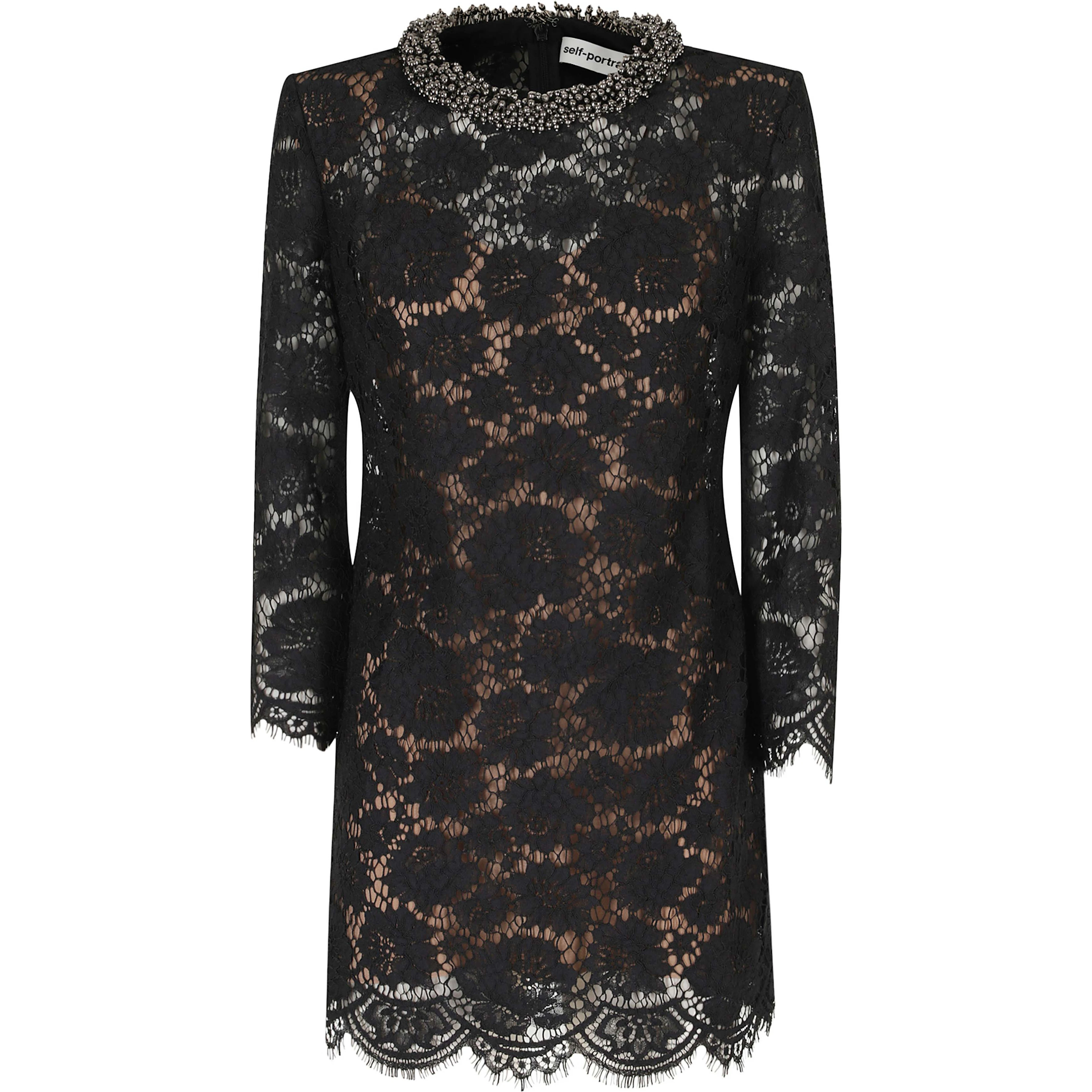 BLACK LACE LONG SLEEVE MINI DRESS
