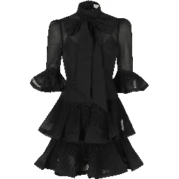 PLEATED SLEEVED MIDI DRESS