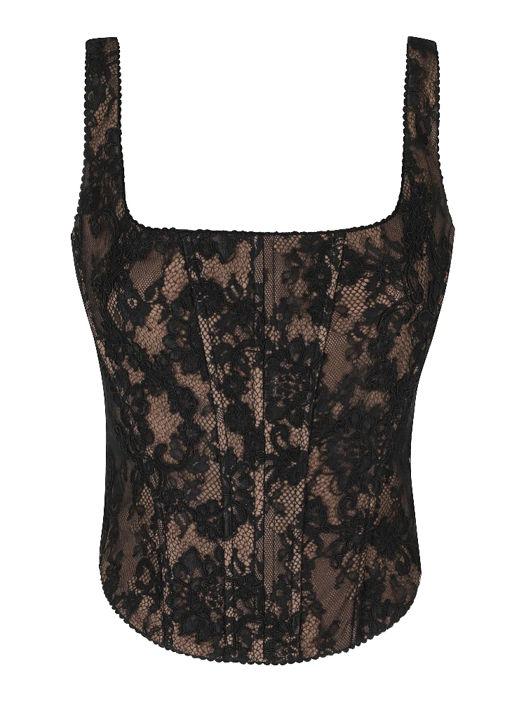 BLACK LACE CORSET TOP