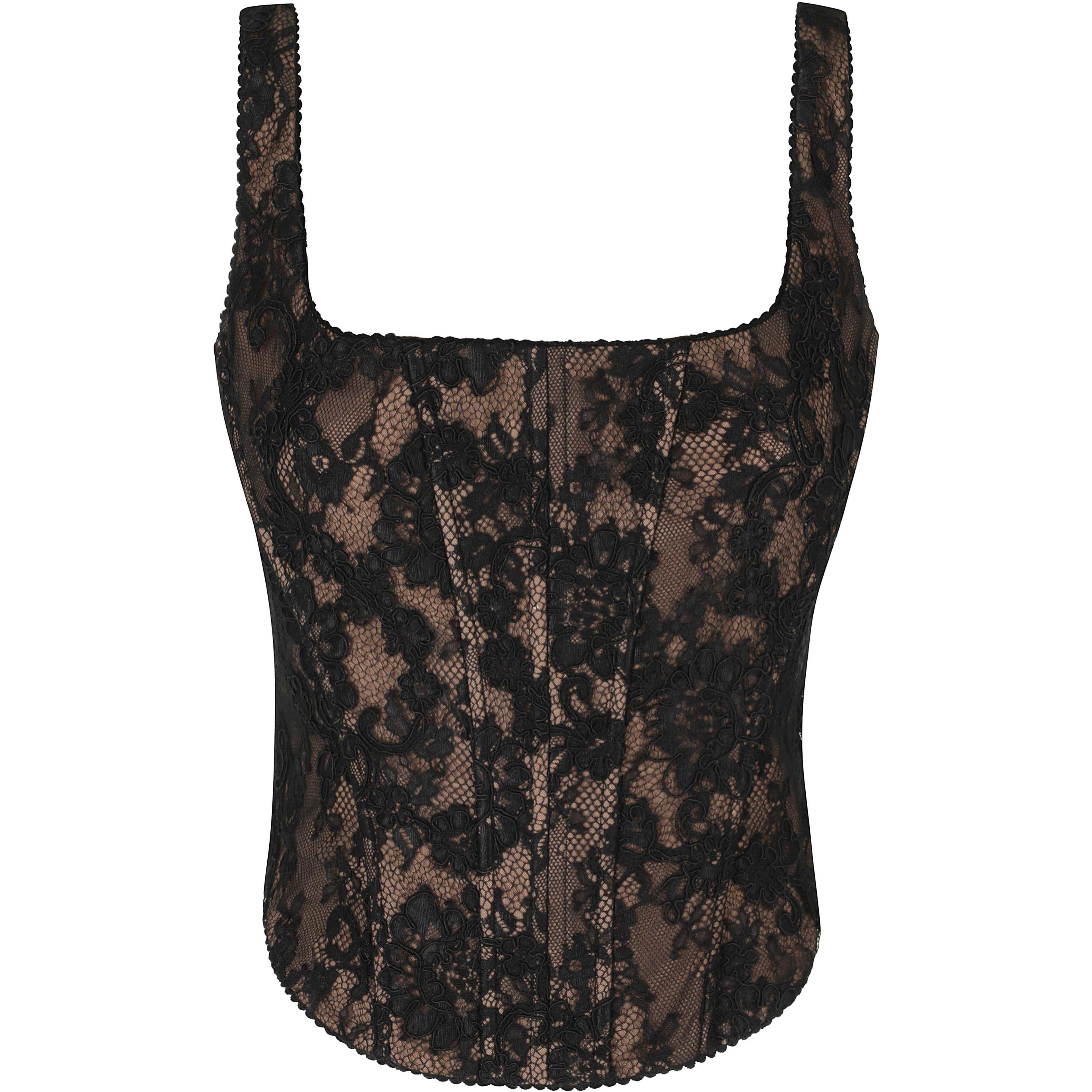 BLACK LACE CORSET TOP
