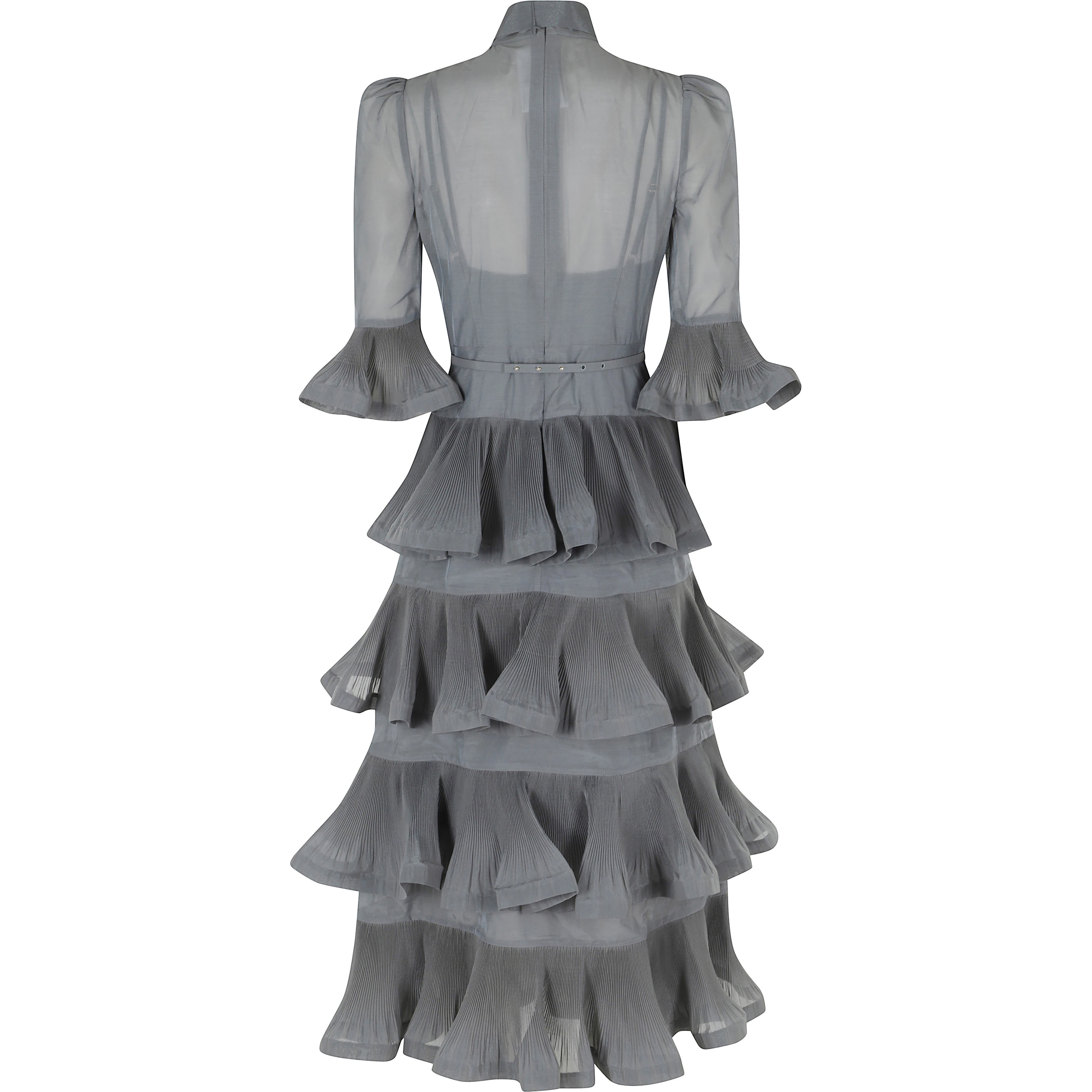 PLEATED SLEEVED MIDI DRESS