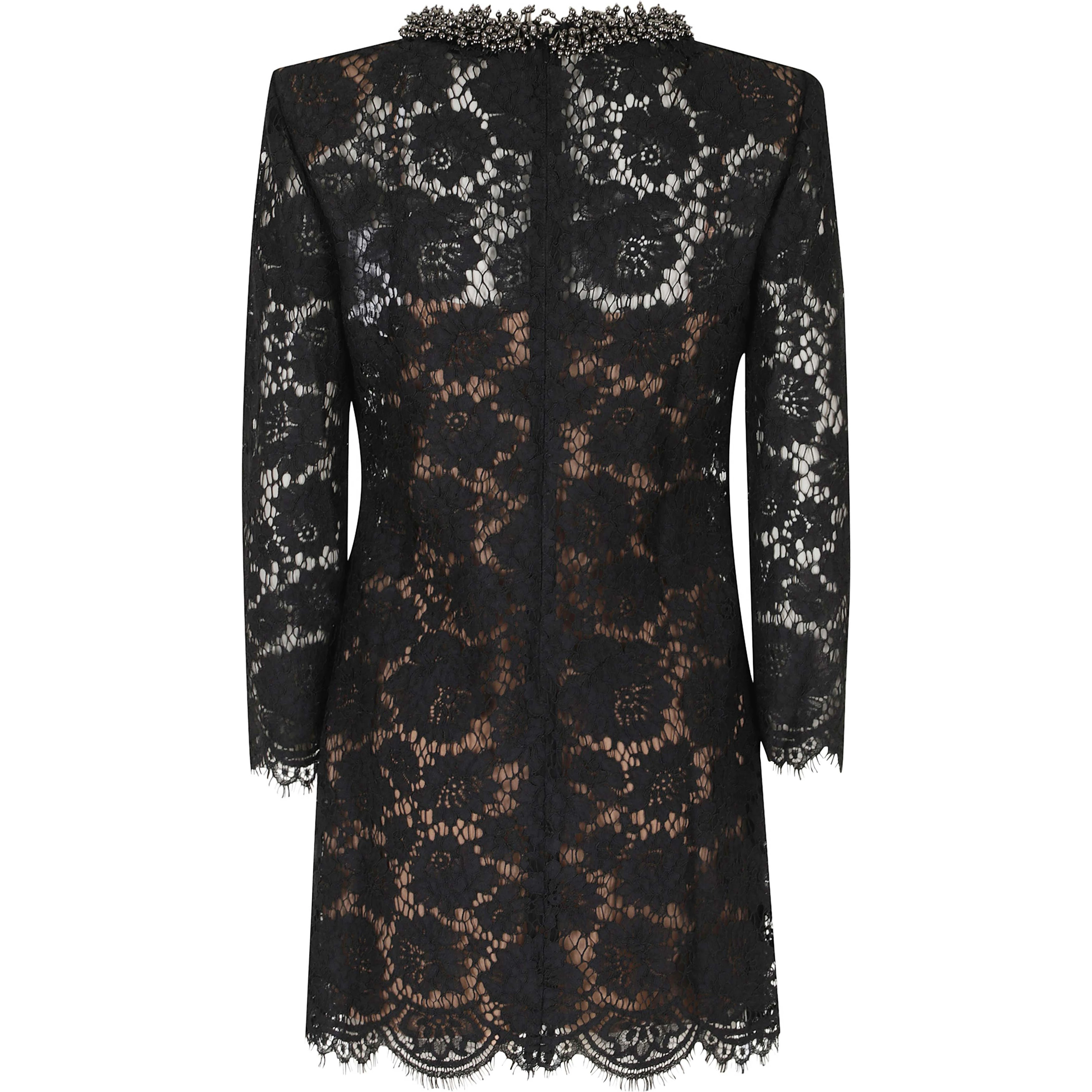 BLACK LACE LONG SLEEVE MINI DRESS