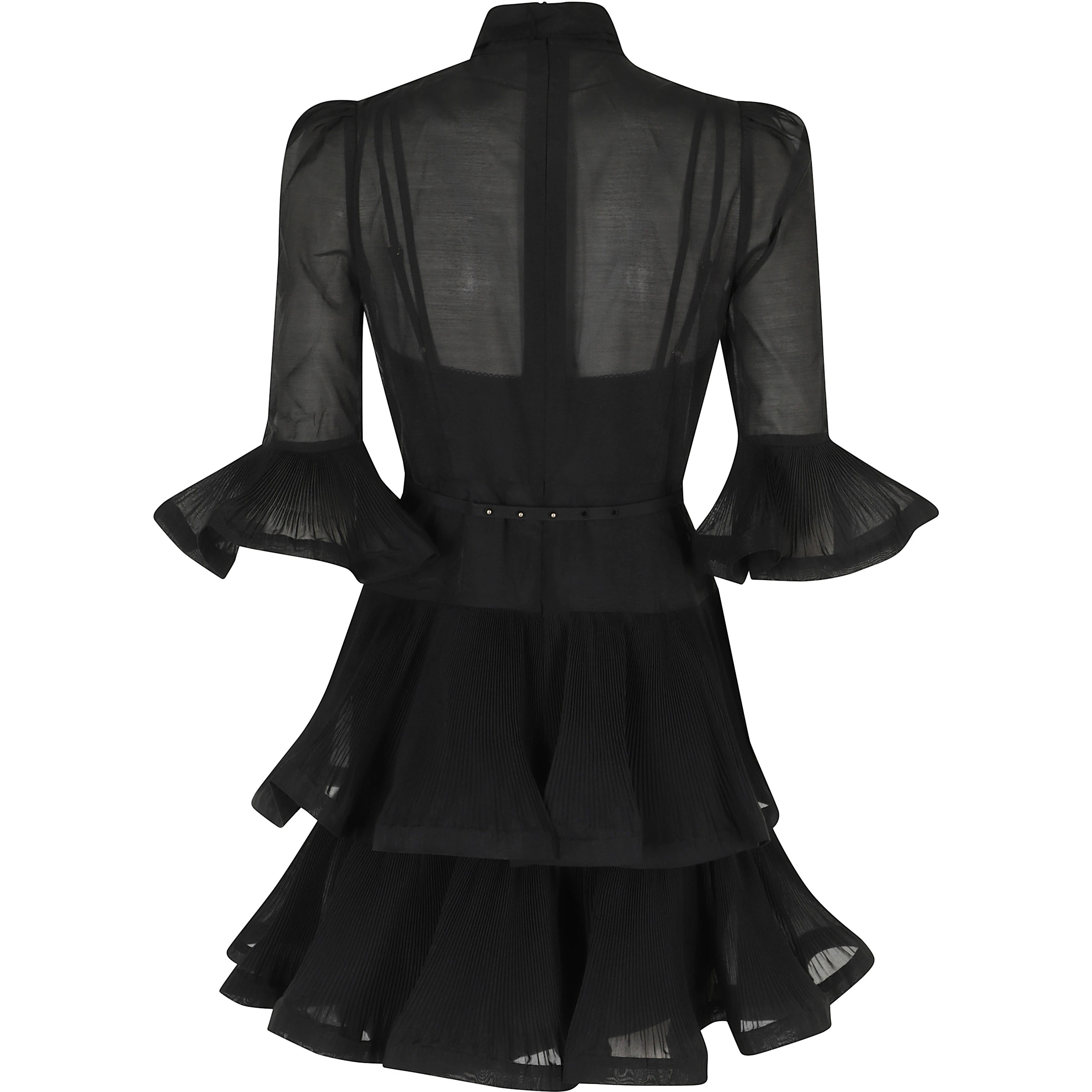 PLEATED SLEEVED MIDI DRESS