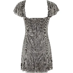 GREY RHINESTONE MESH MINI DRESS