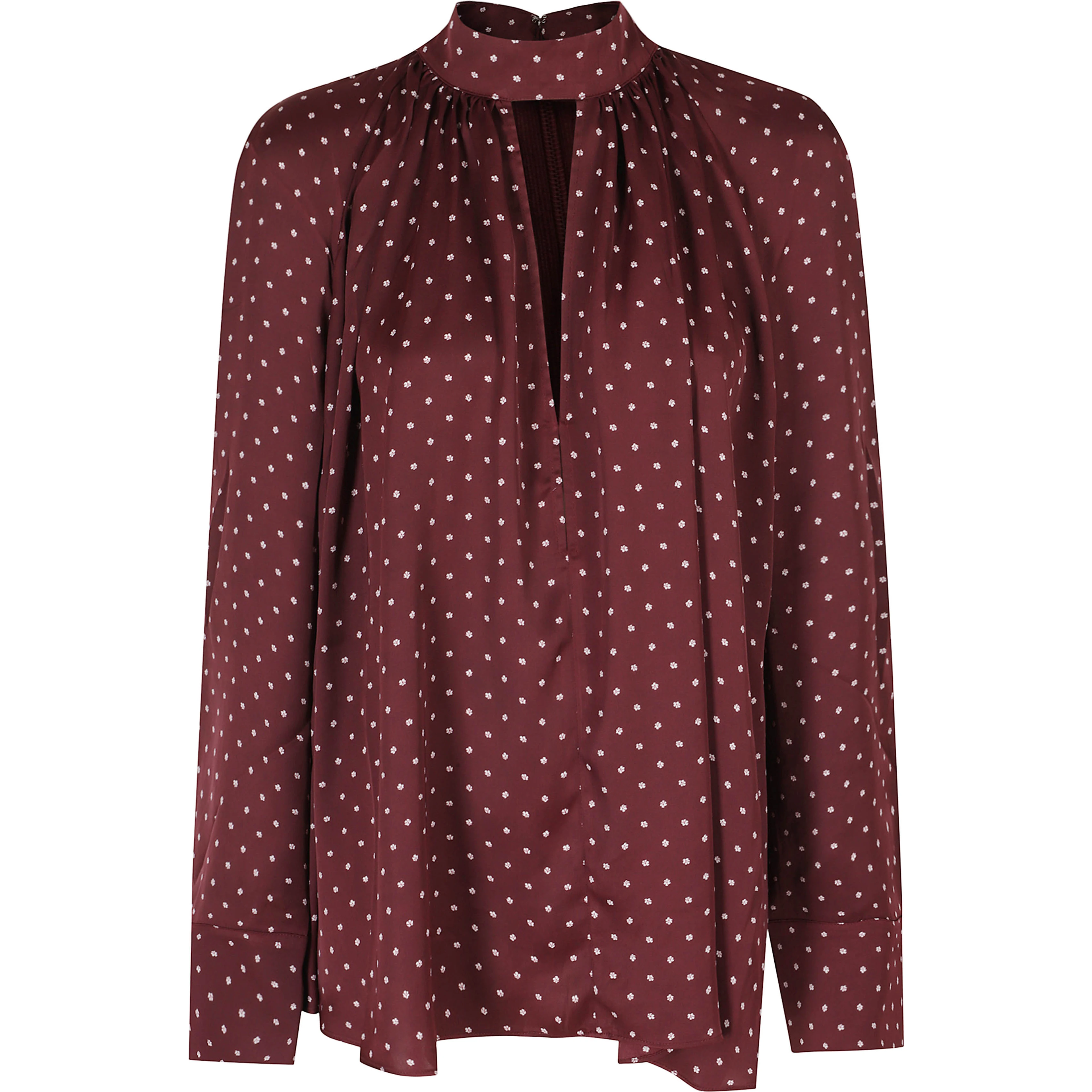 DOT SATIN BOW SHIRT