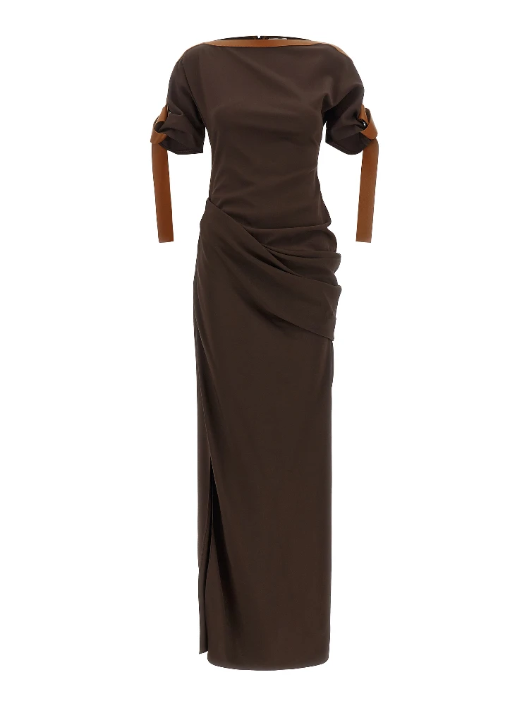 Brown Viscose Long Dress