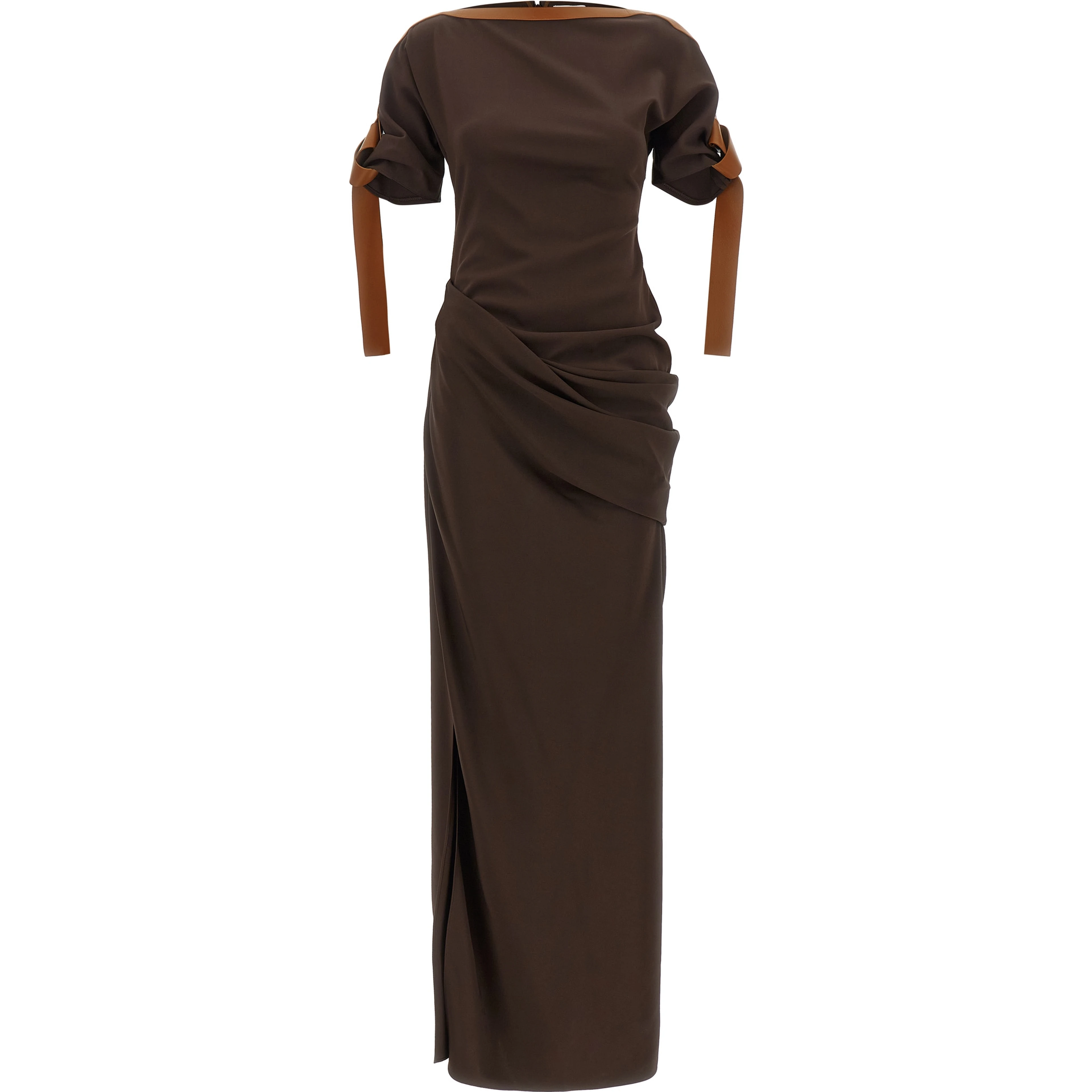 Brown Viscose Long Dress