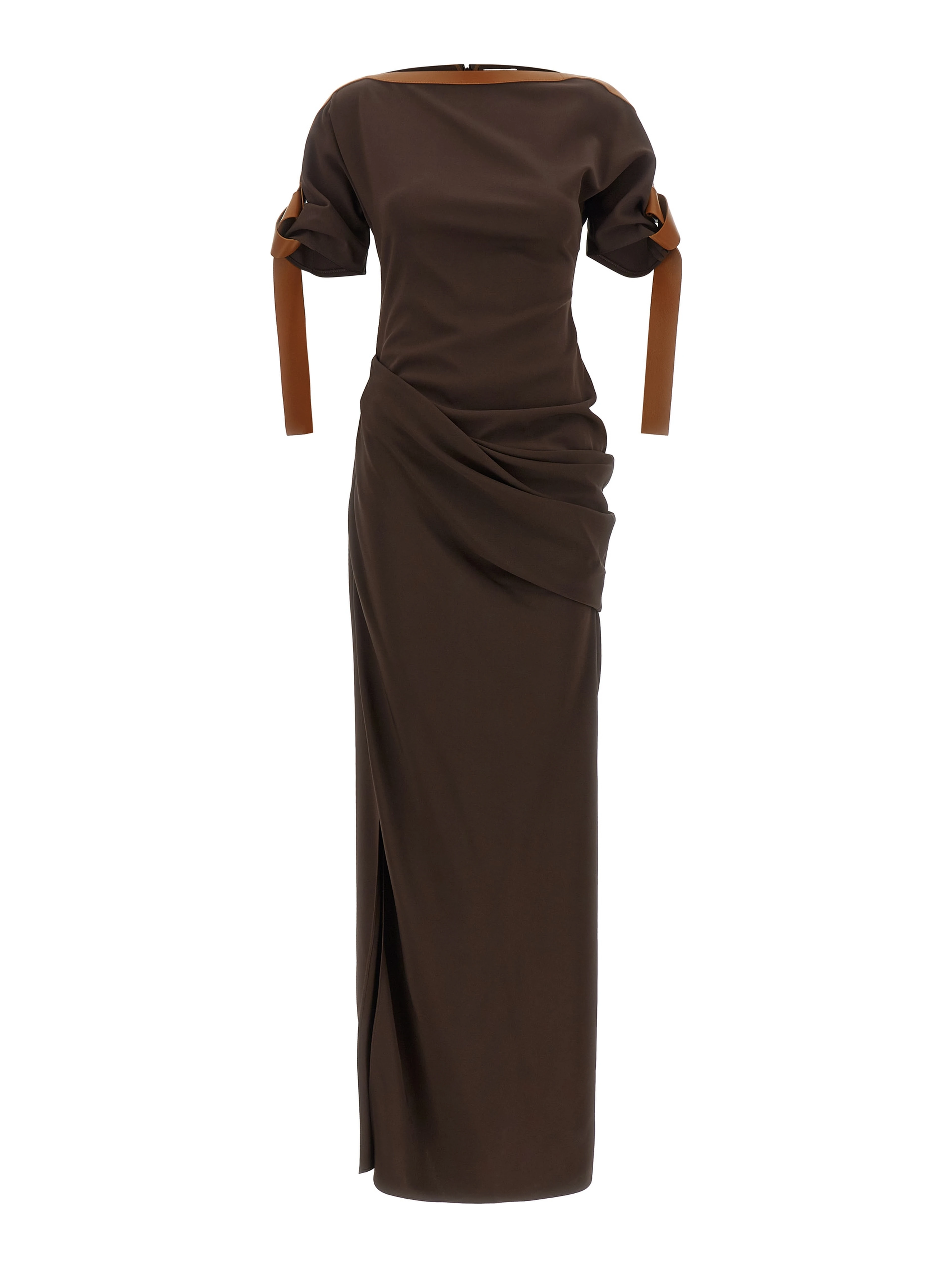 Brown Viscose Long Dress