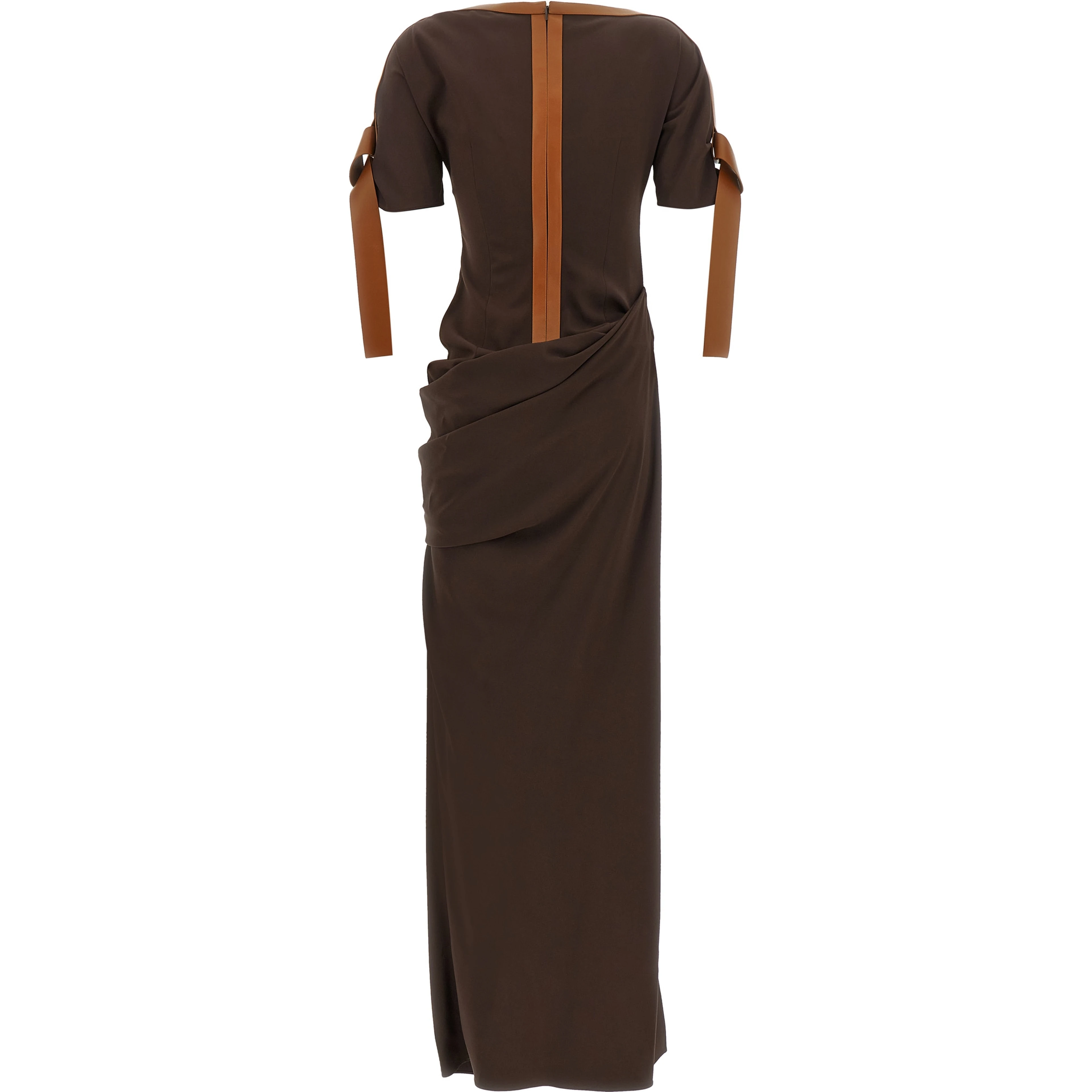 Brown Viscose Long Dress
