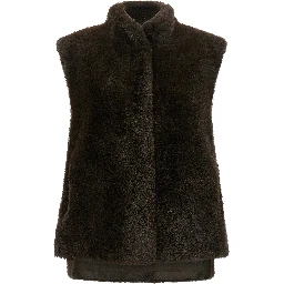 Brown Polyamide Sleeveless Jacket