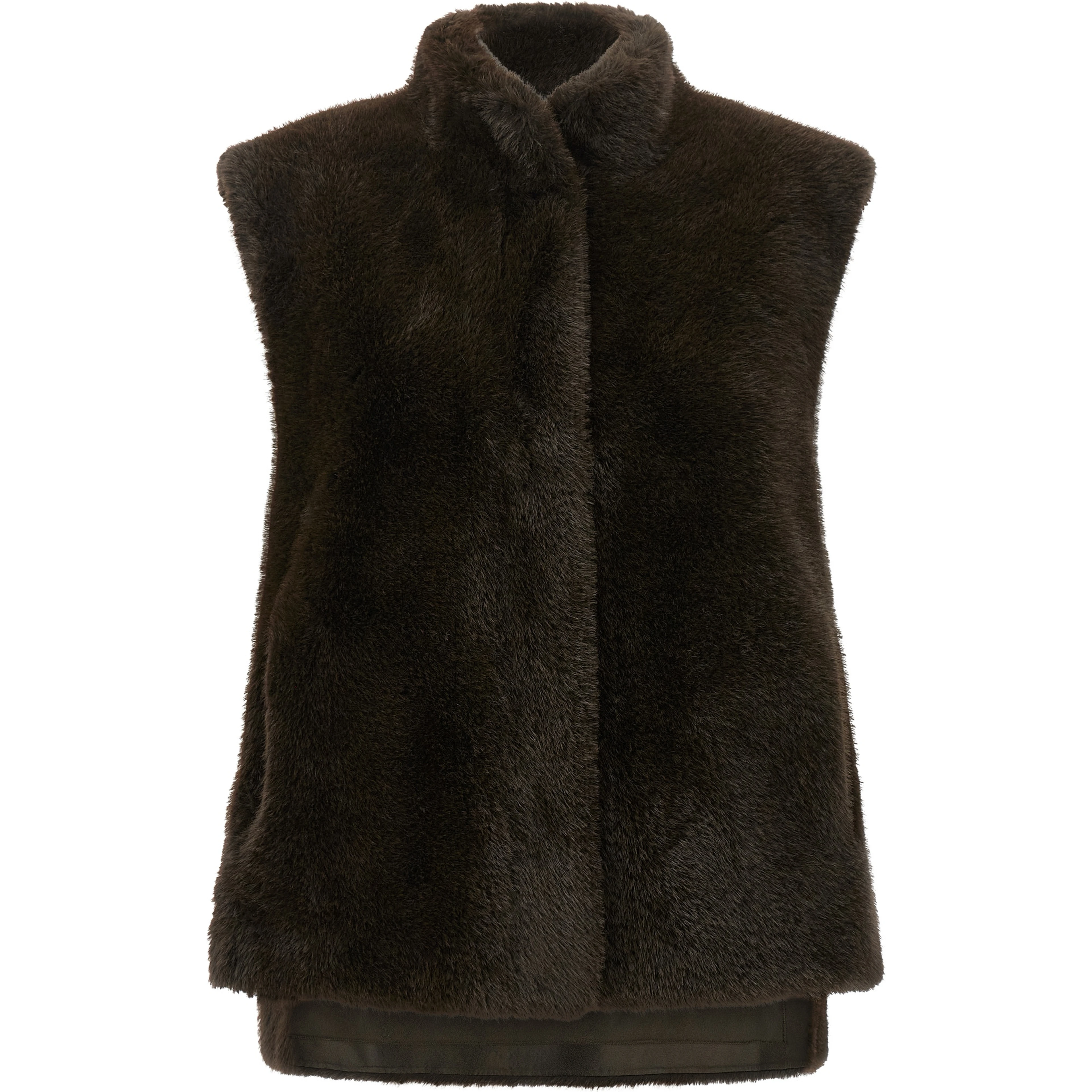 Brown Polyamide Sleeveless Jacket