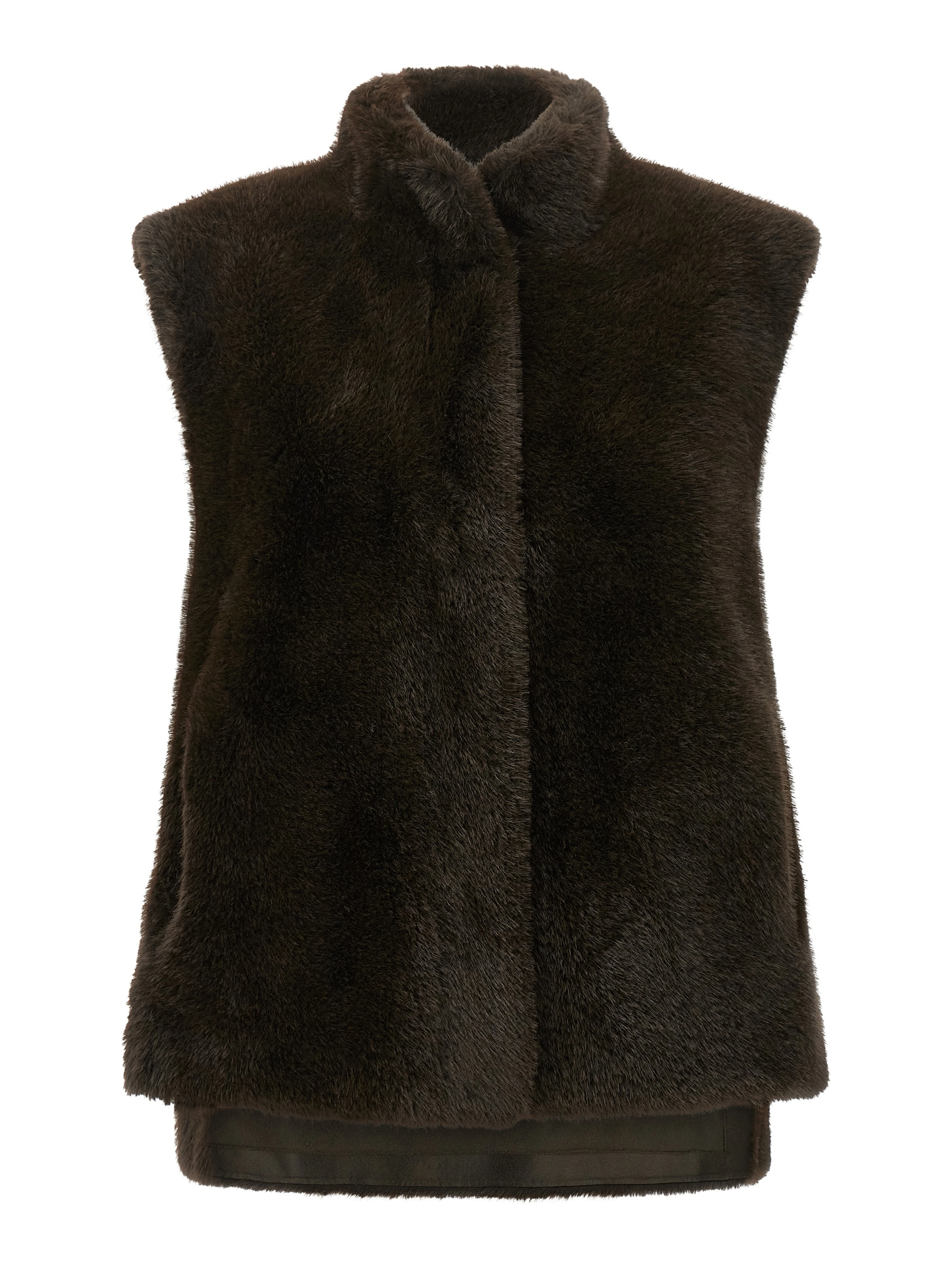 Brown Polyamide Sleeveless Jacket
