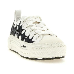 White Cotton Low Top Sneakers