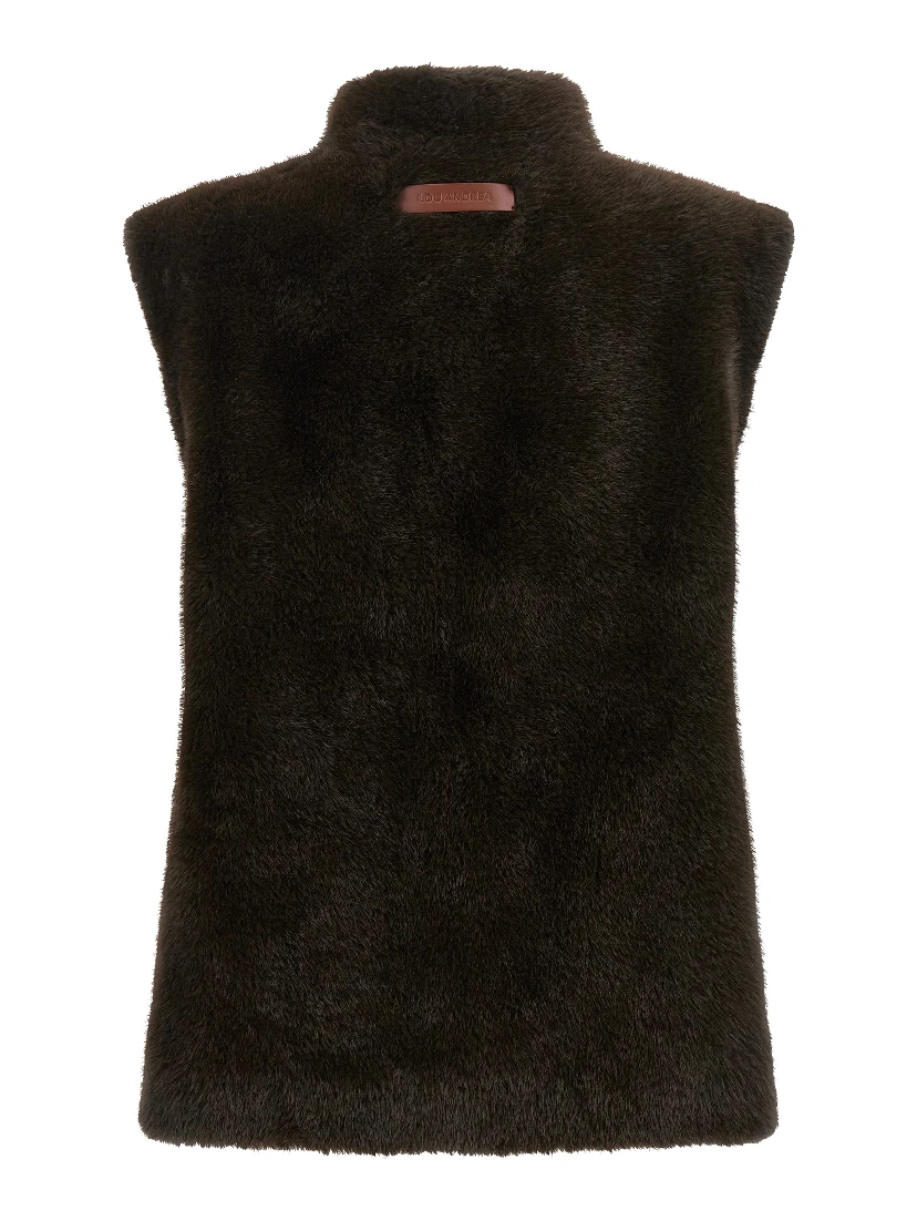 Brown Polyamide Sleeveless Jacket