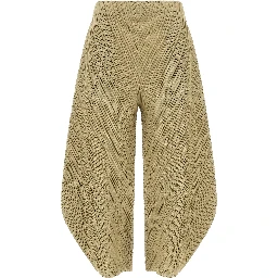Beige Polyester Casual Pants