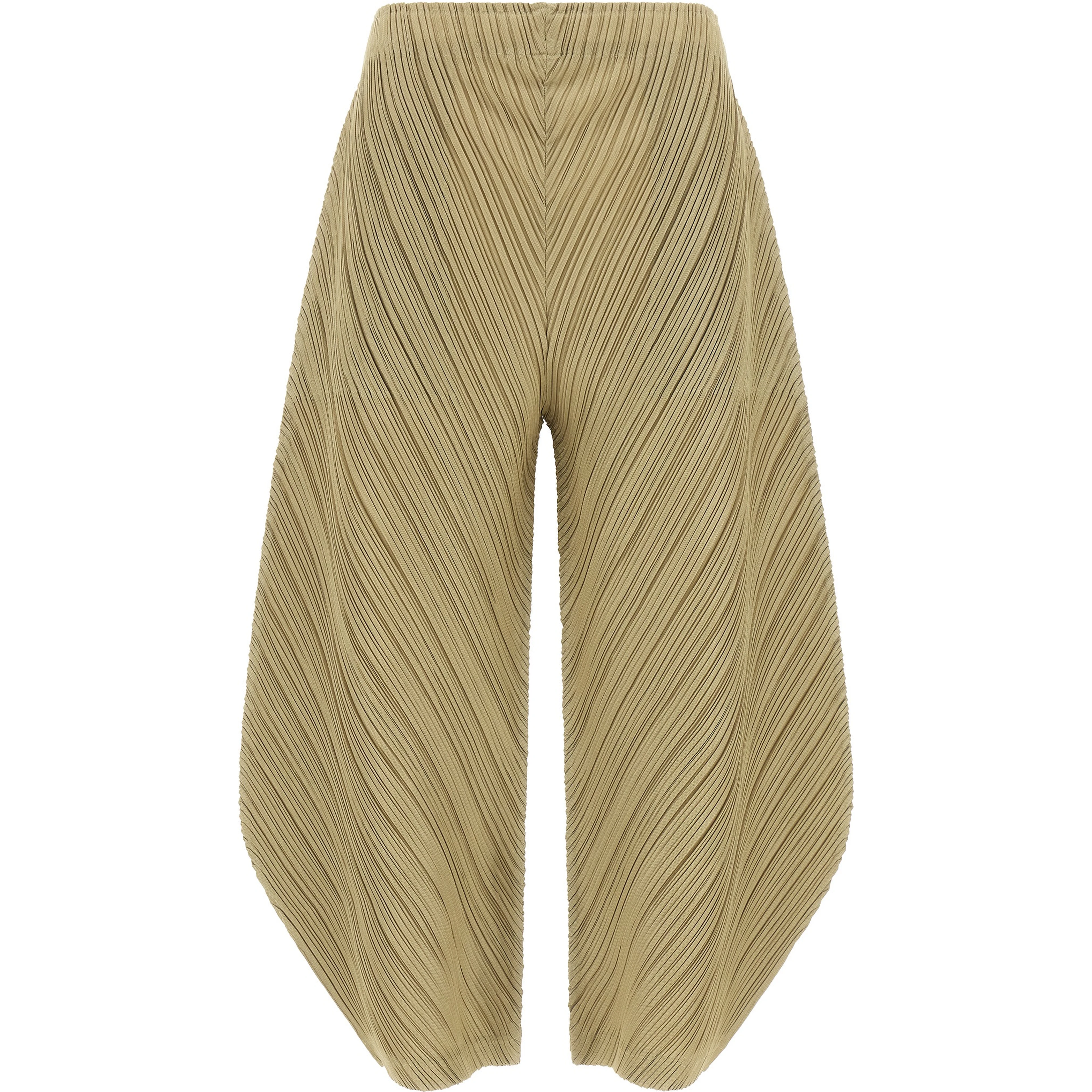 Beige Polyester Casual Pants