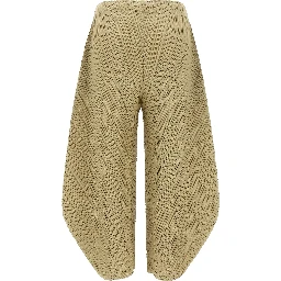 Beige Polyester Casual Pants