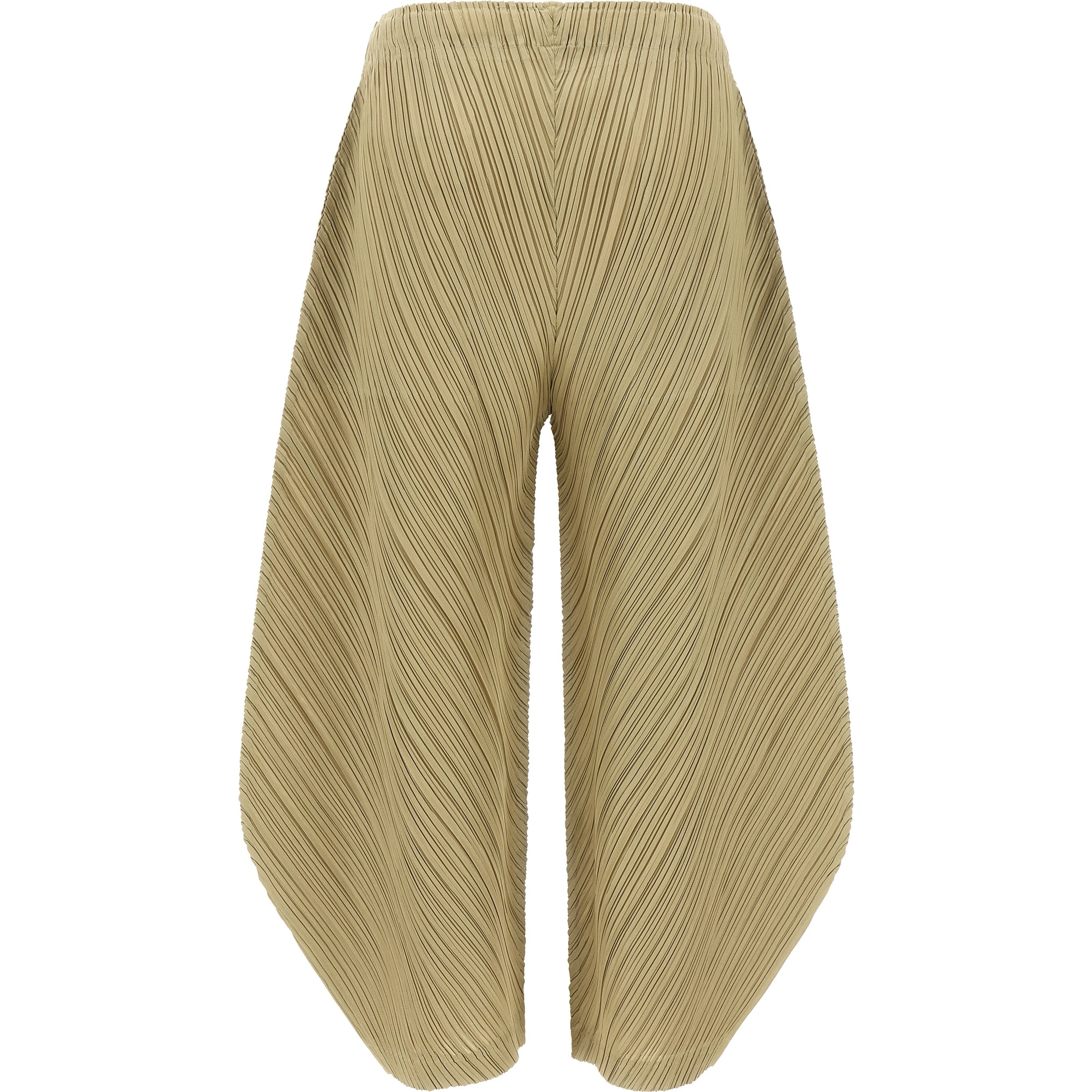 Beige Polyester Casual Pants