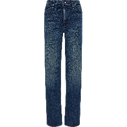 Blue Cotton Straight-Leg Jeans