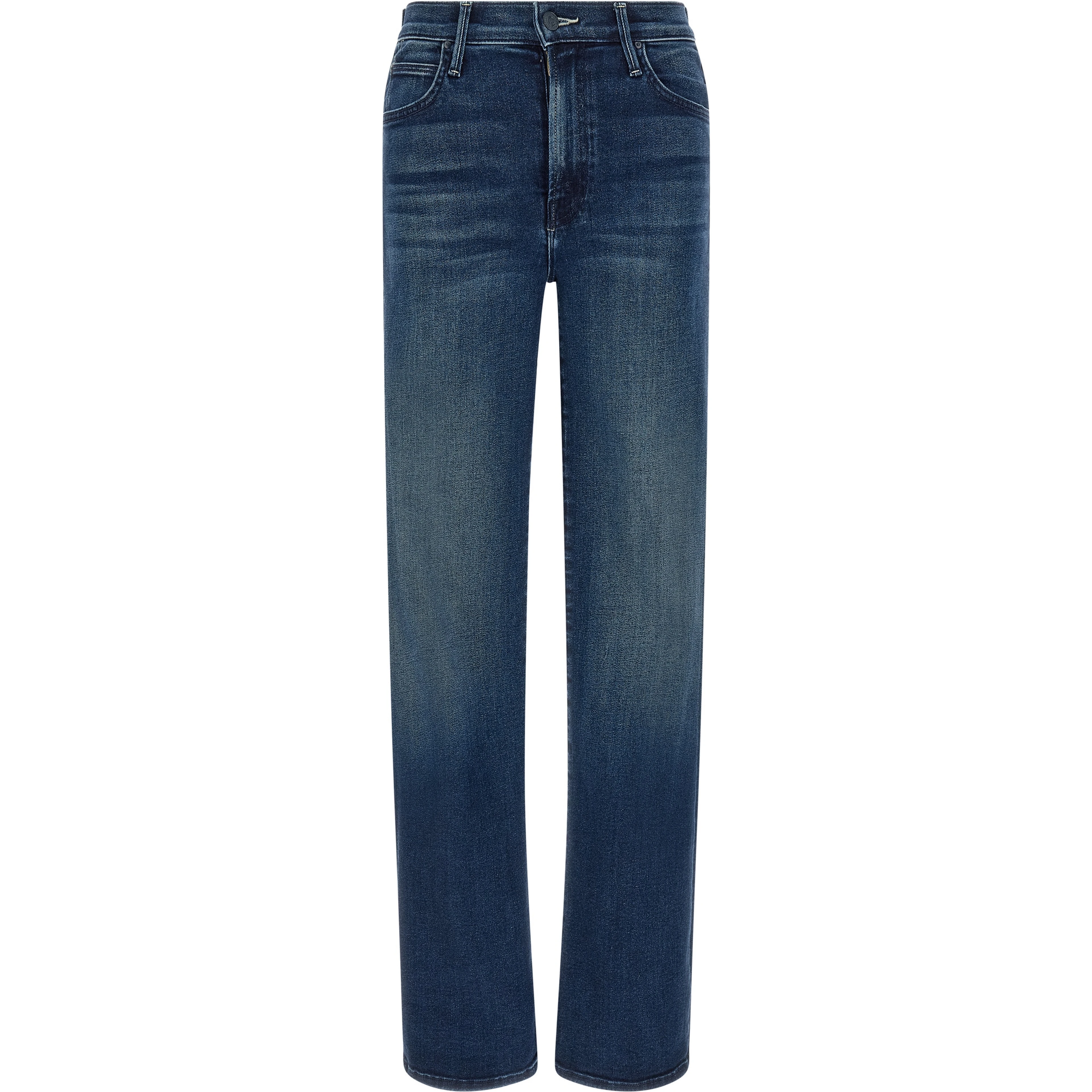 Blue Cotton Straight-Leg Jeans